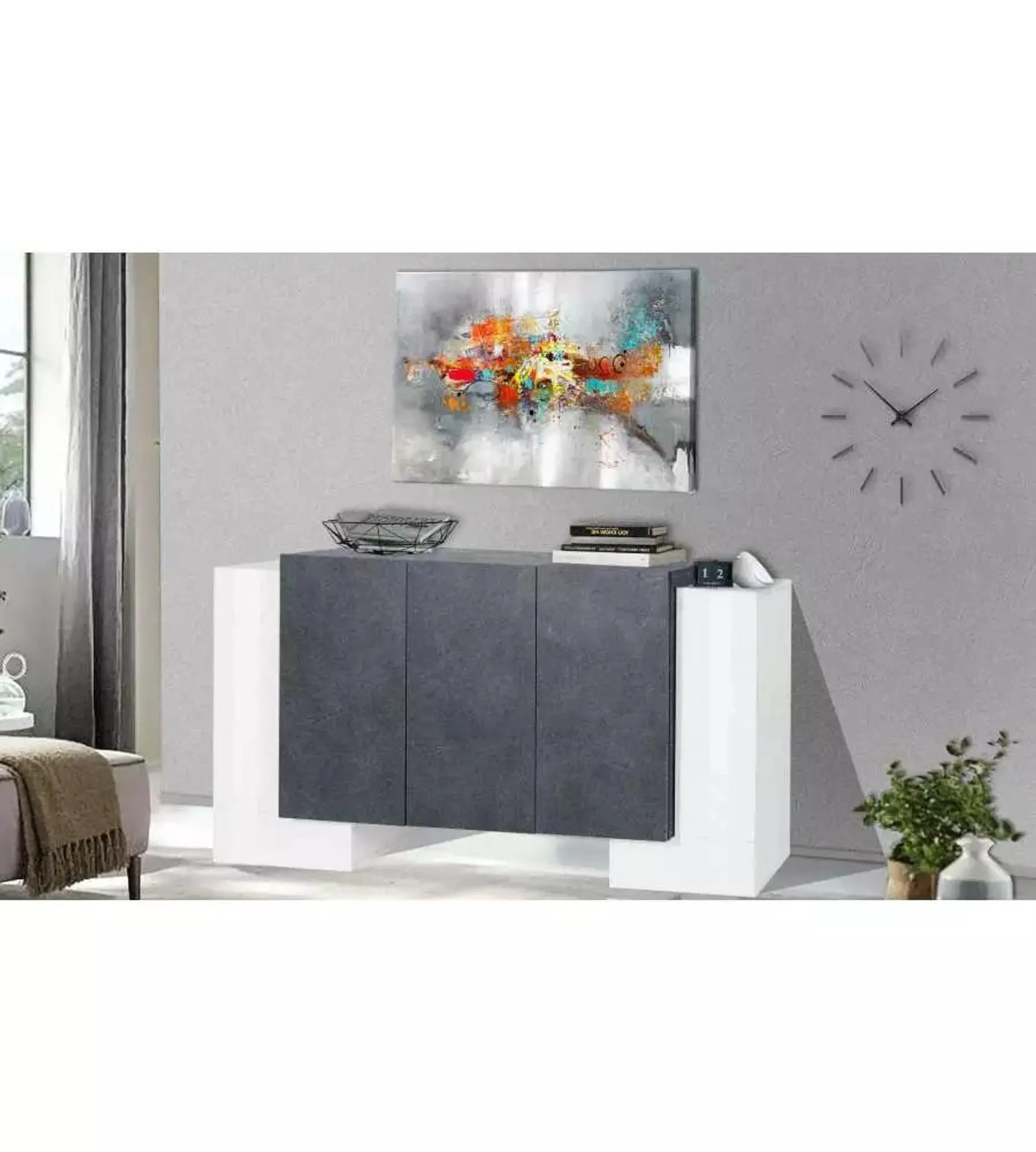 Credenza Pillon Moderna 2+3 Ante Battenti Bianco Report