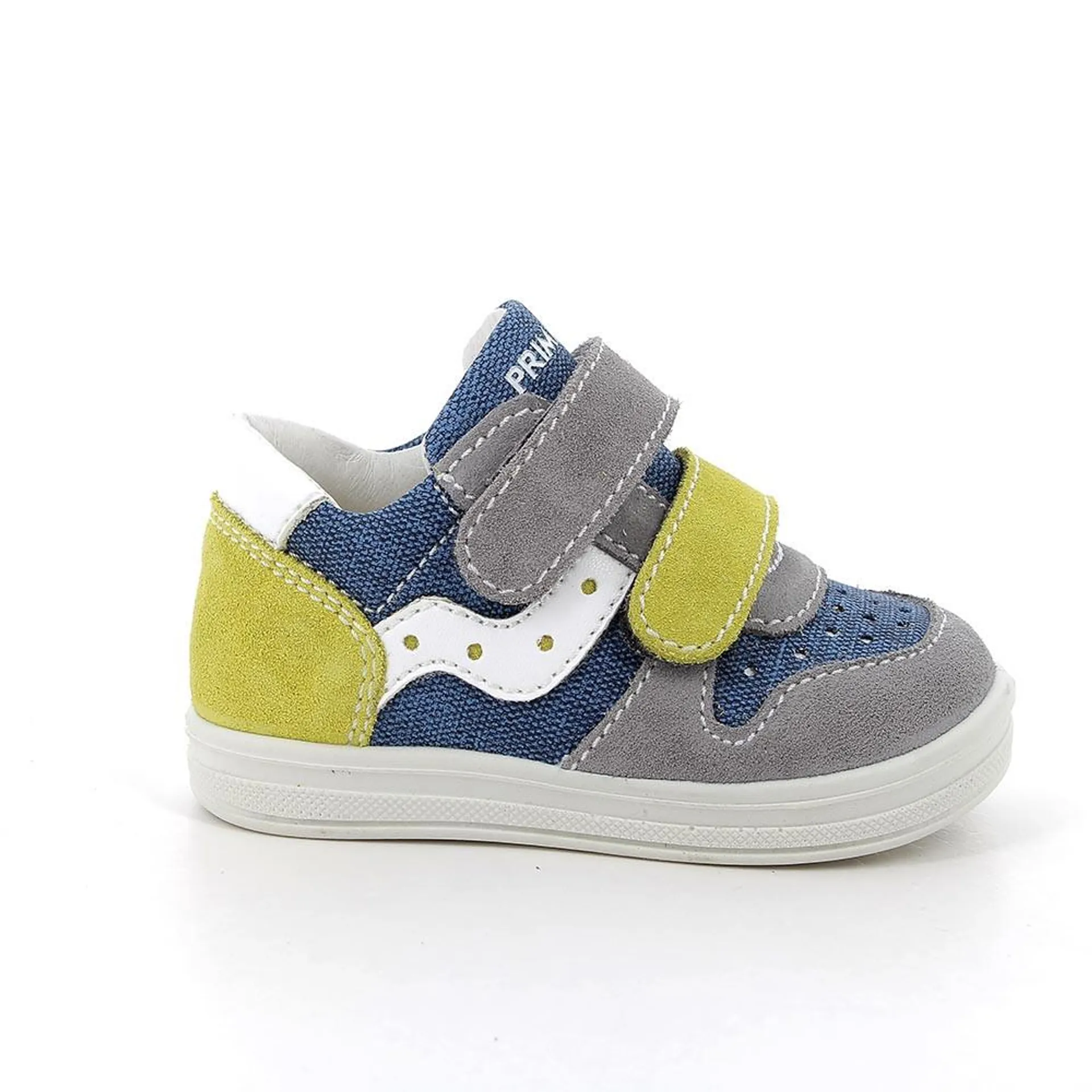 Scarpe da bambino grigio-giallo-jeans