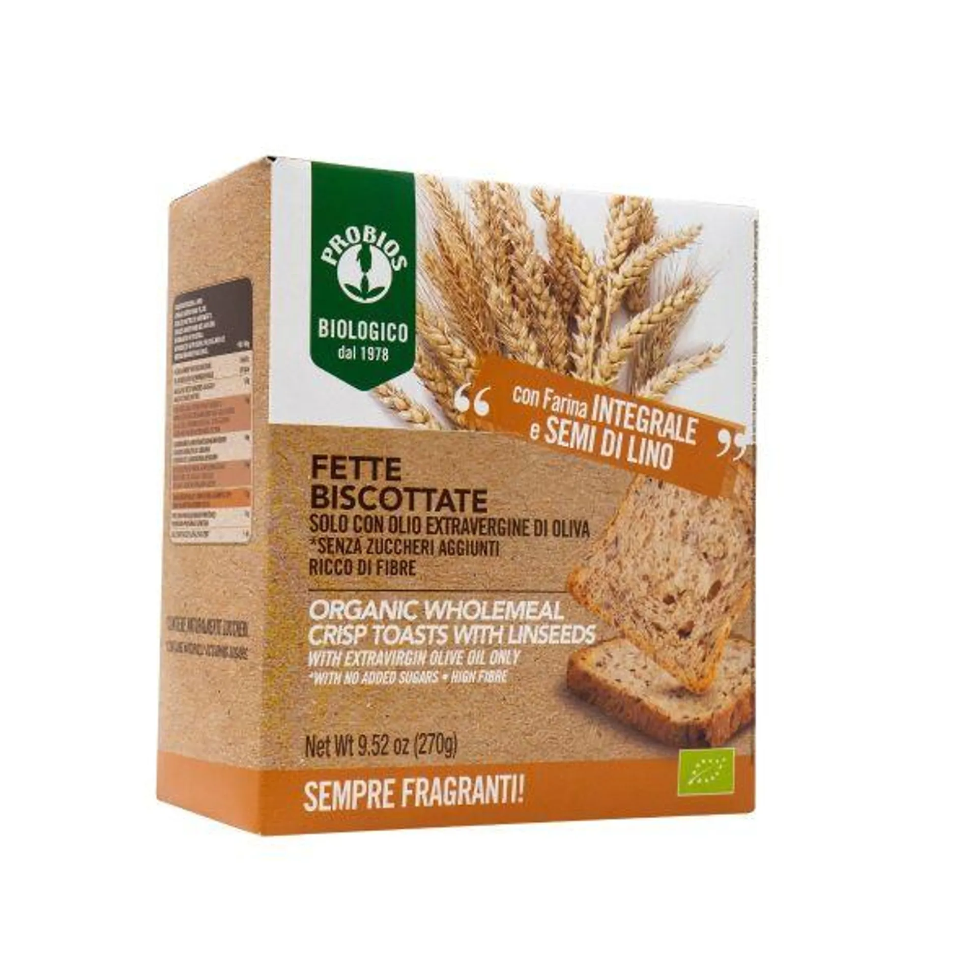 Fette Biscottate Integrali ai Semi di Lino Probios 270 G