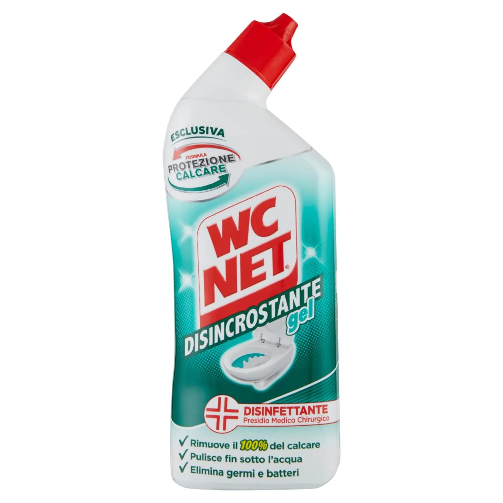 Wc Net - Pulitore Liquido per WC, Disincrostante Disinfettante Gel per Sanitari e Superfici, 800 ml