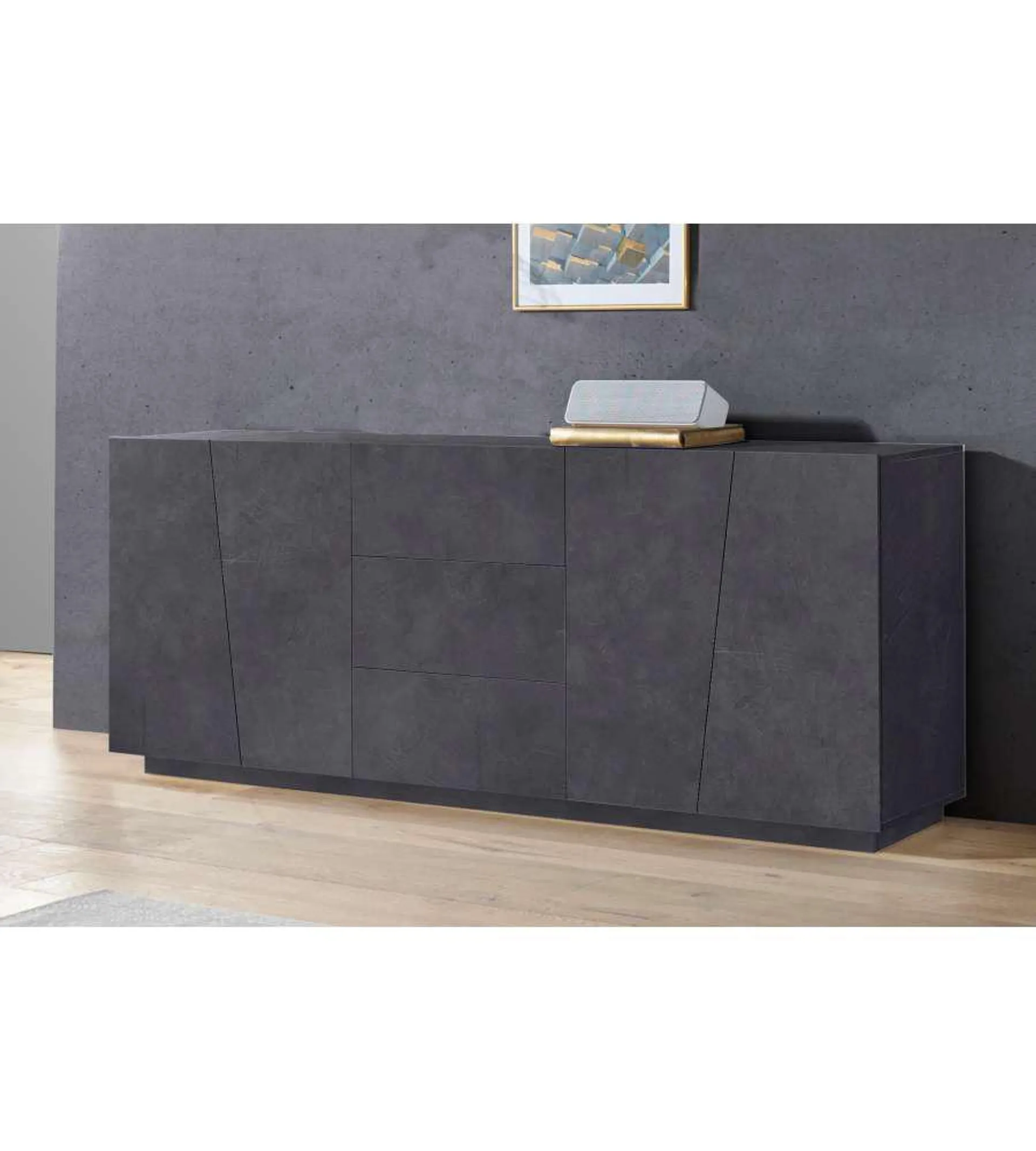 Credenza cucina soggiorno 220cm 2 vani 3 cassetti design ardesia Made in Italy