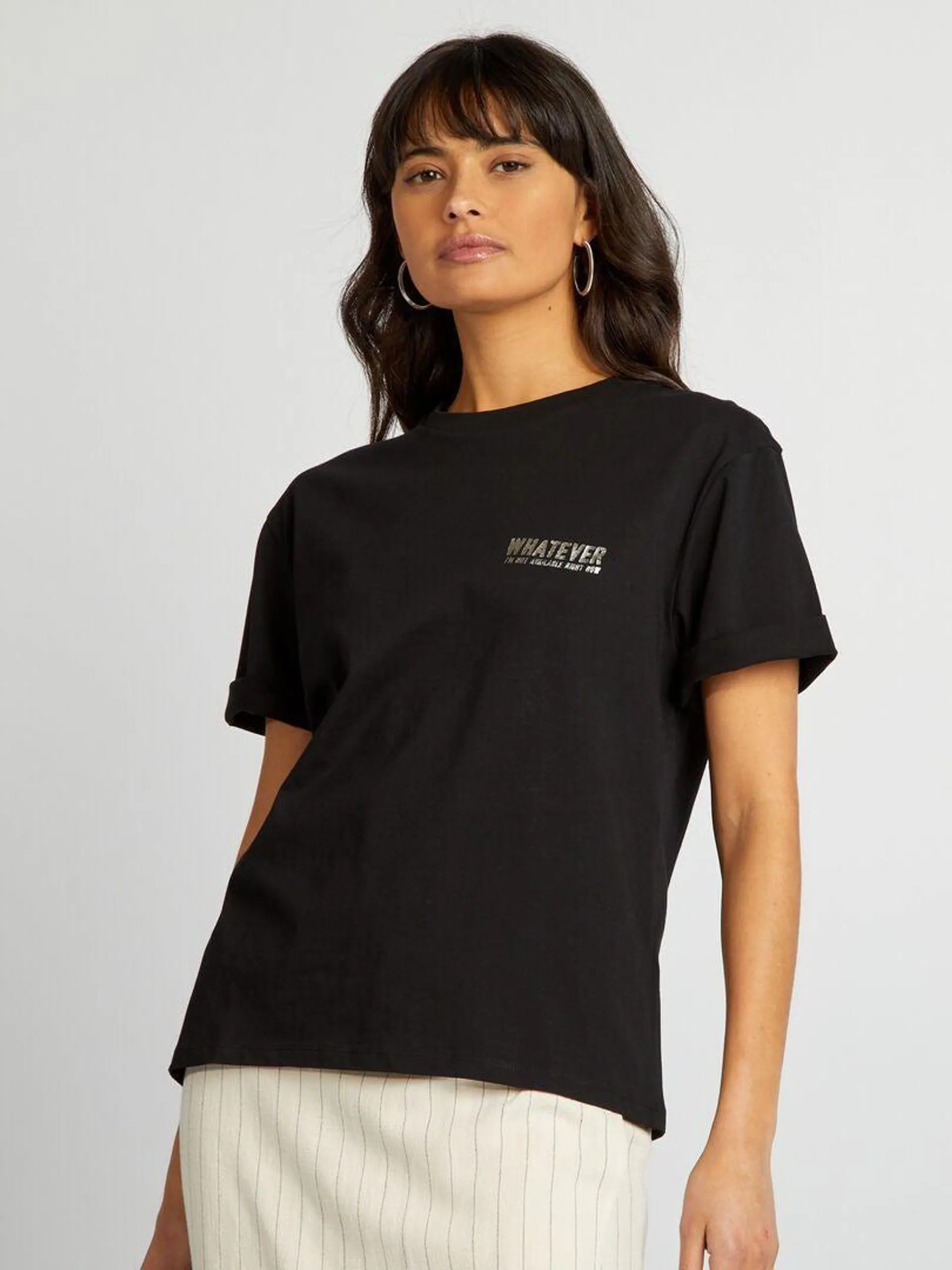 T-shirt in jersey con stampa - nero