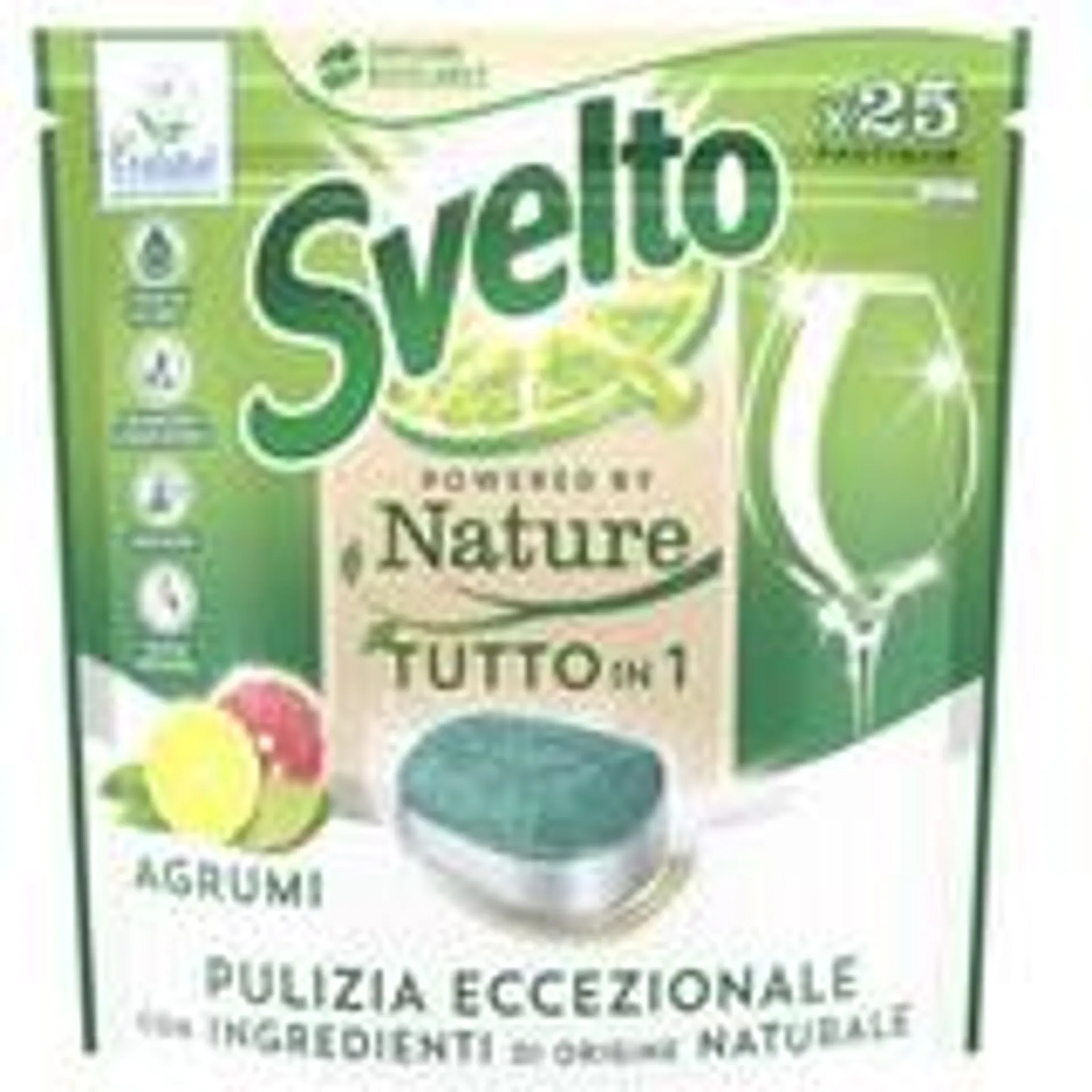 SVELTO LAVASTOVIGLIE TABS 25 LAVAGGI POWERED NATURE TUTTO IN 1 AGRUMI