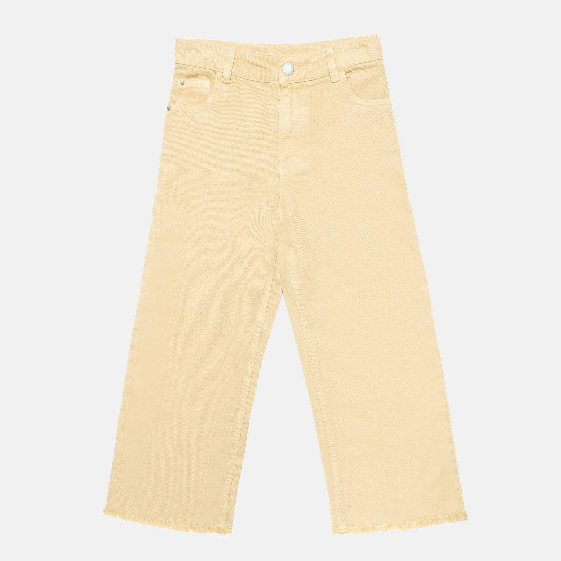 Pantalone in tela di cotone da Bambina, BEIGE