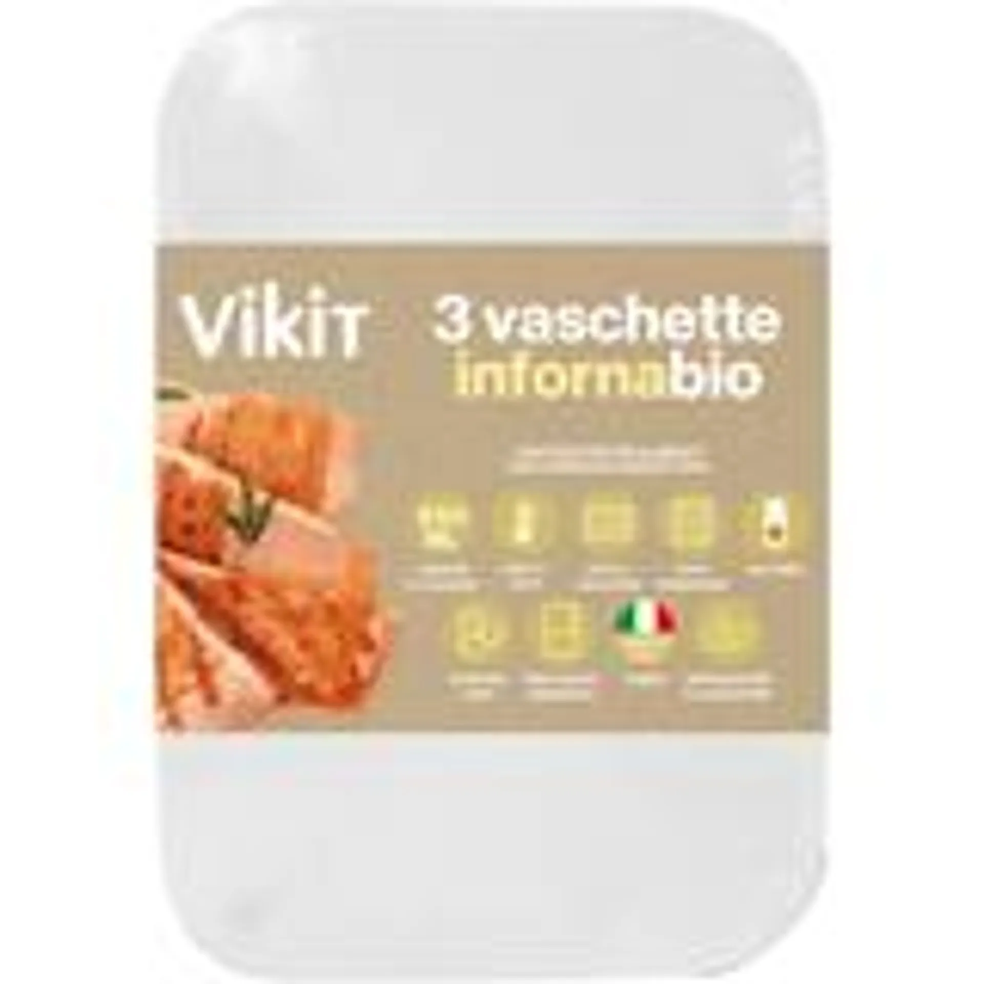 VIKIT 3 VASCHETTE INFORNABIO 3-4 PORZIONI CON COPERCHIO, FORNO MICROONDE, FORNO TRADIZIONALE, FRIGO, FREEZER, ABBATTITORE +180°C -40°C BIODEGRADABILI e COMPOSTABILI 950 ML