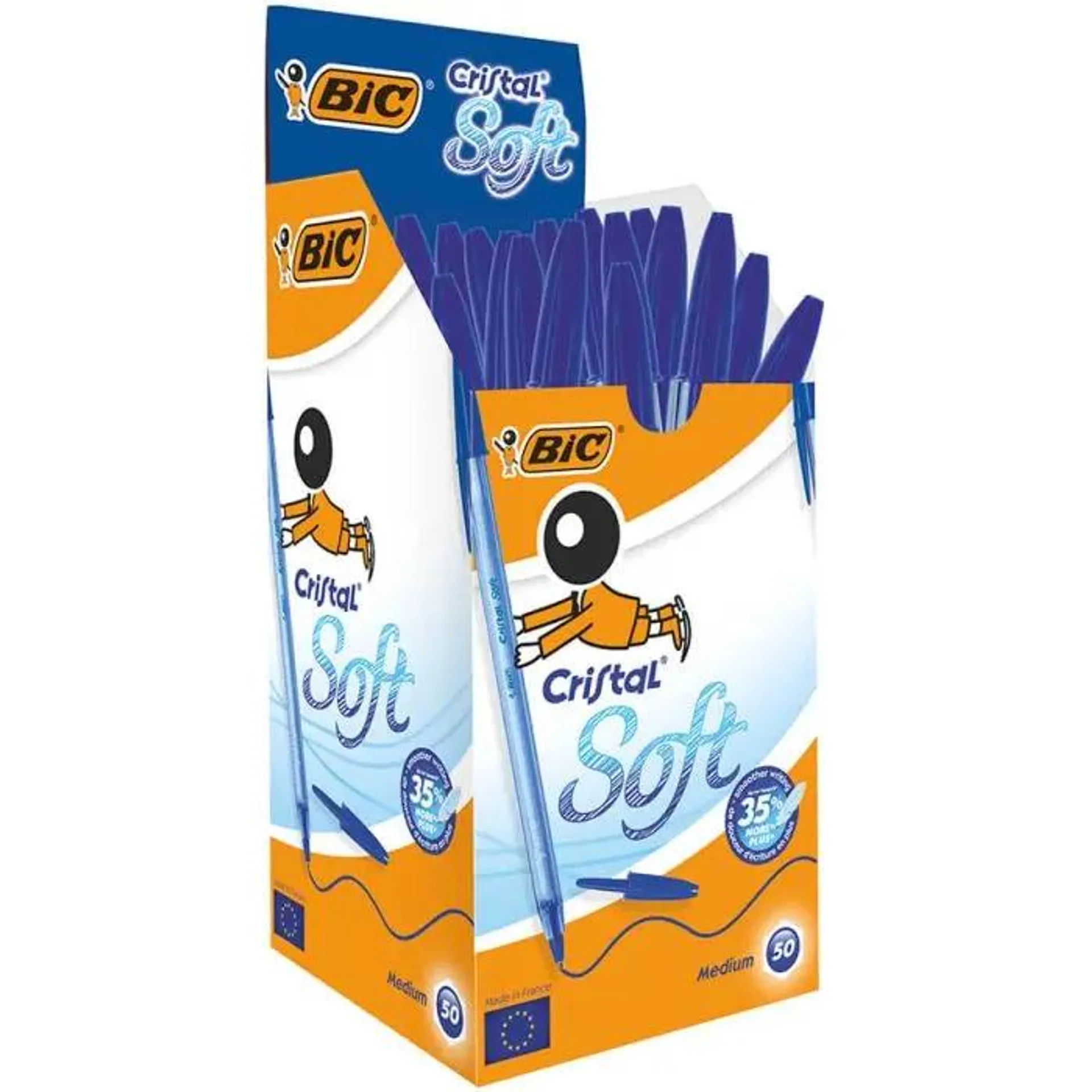 Bic cristal soft blu tratto mm 1.2 - 50 pezzi