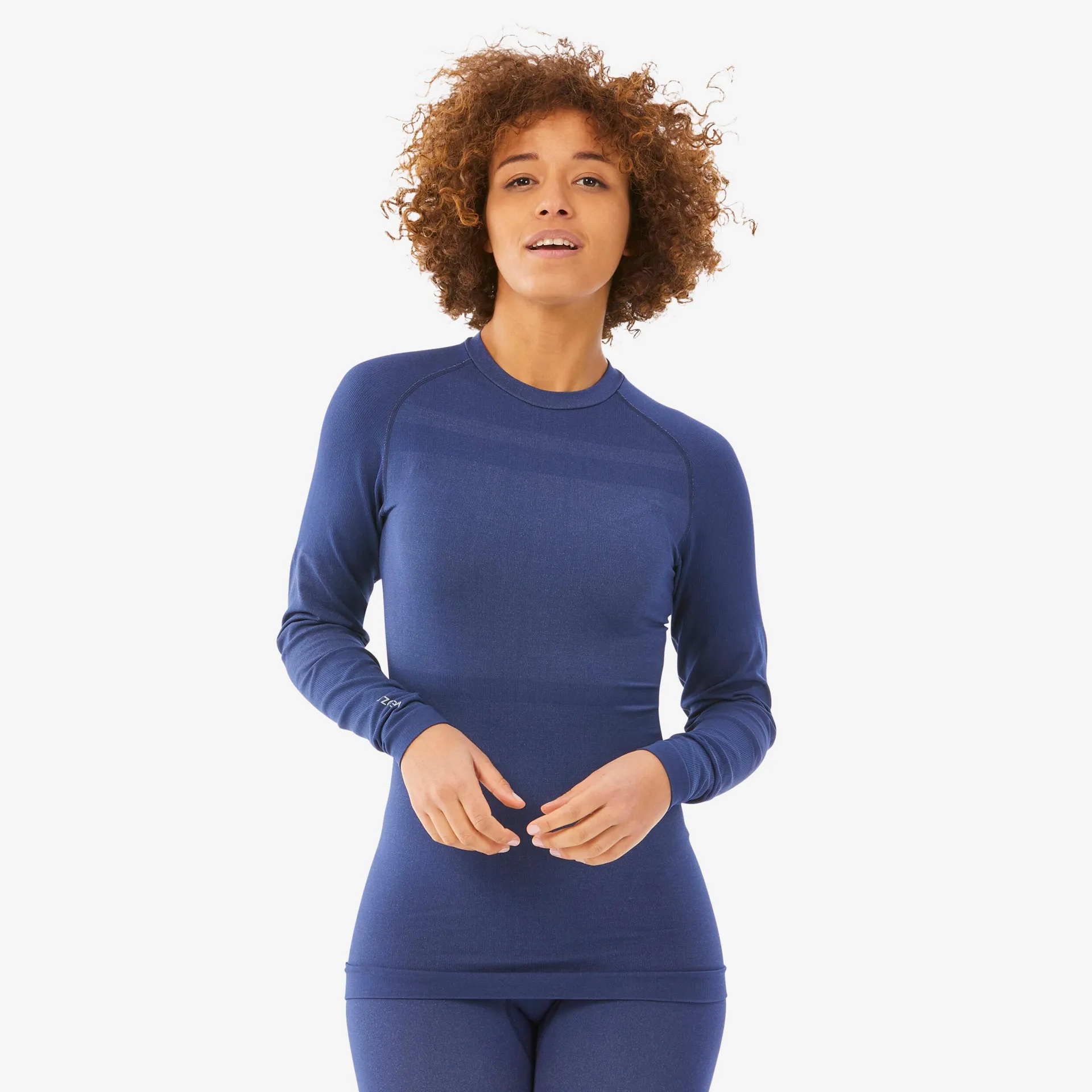 Maglia termica sci donna 100 SEAMLESS blu