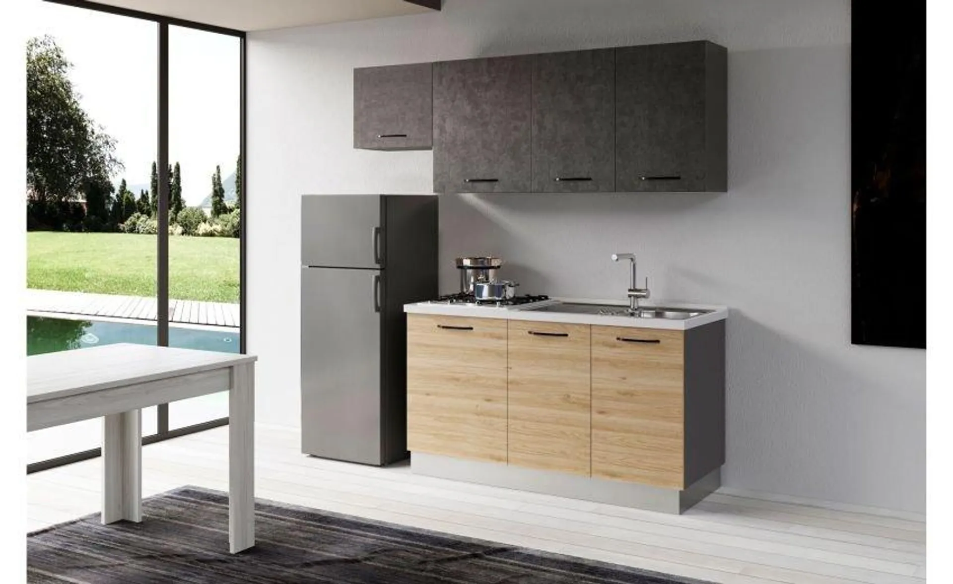 Gilda cucina 210 cm colore rovere cadiz e portland