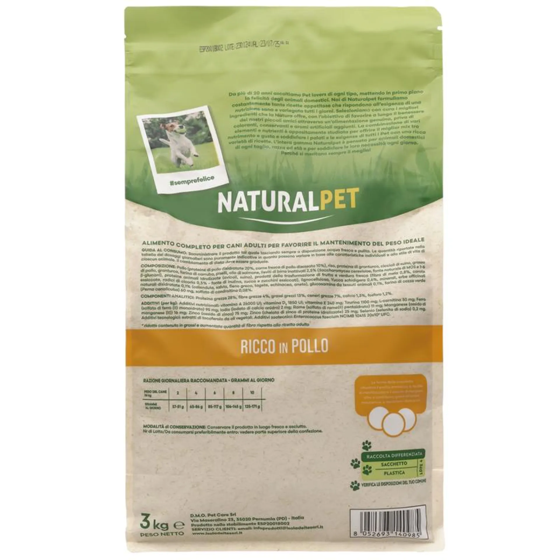 Naturalpet Dog Mini Lower Fat ricco in Pollo 3 kg