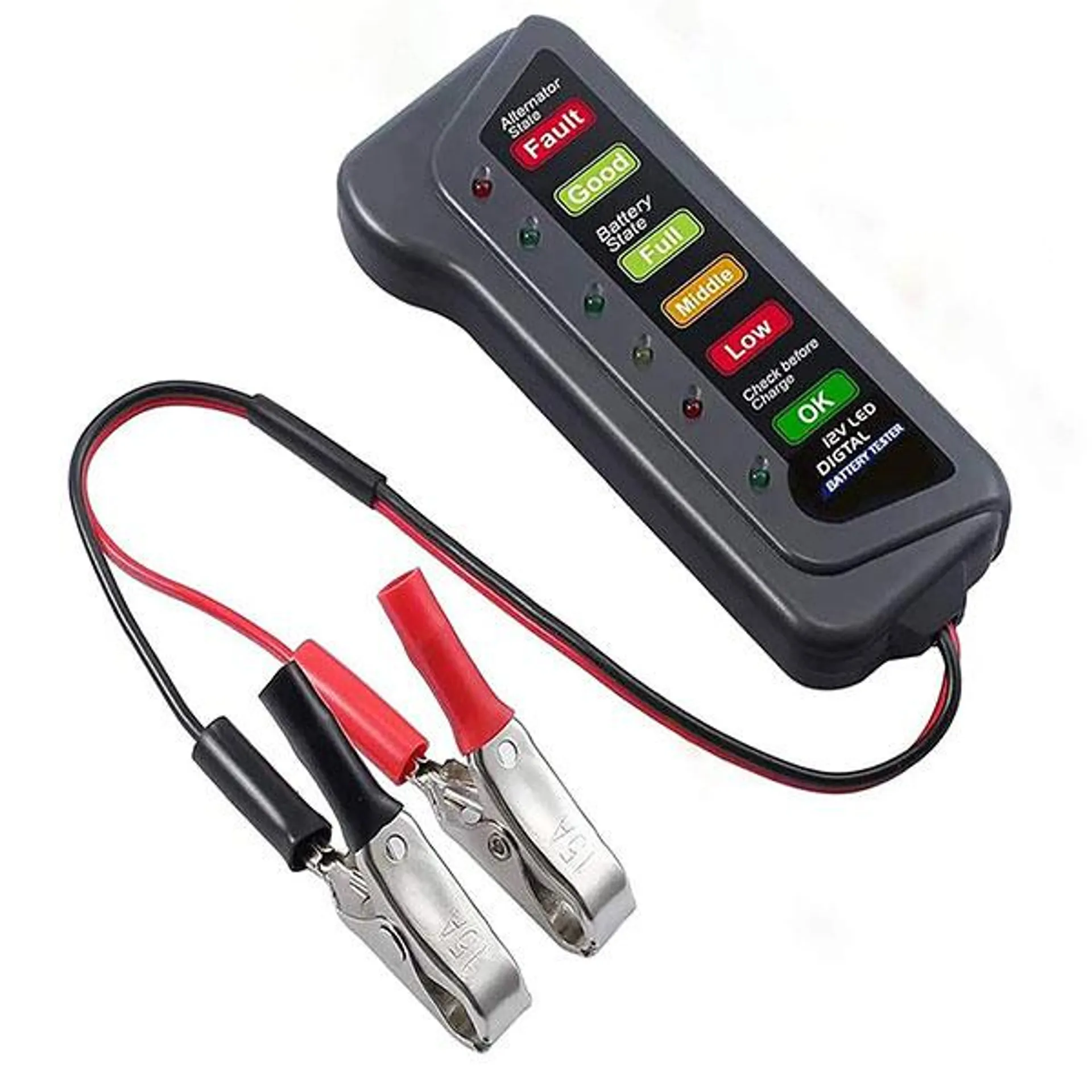 Tester digitale 12V per batteria e alternatore Auto/Moto – 6 LED