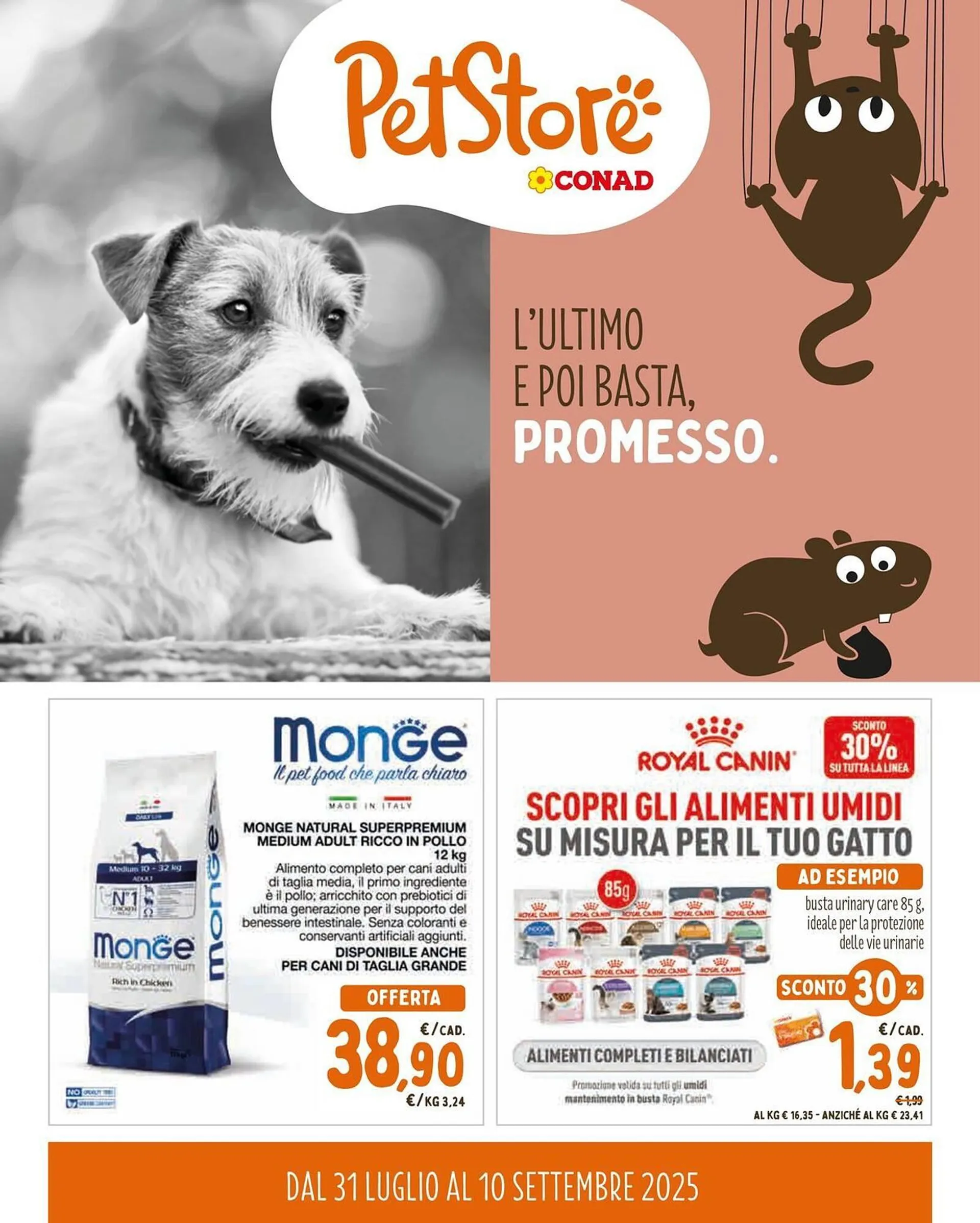 Volantino Pet Store Conad da 31 luglio a 10 settembre di 2025 - Pagina del volantino 1
