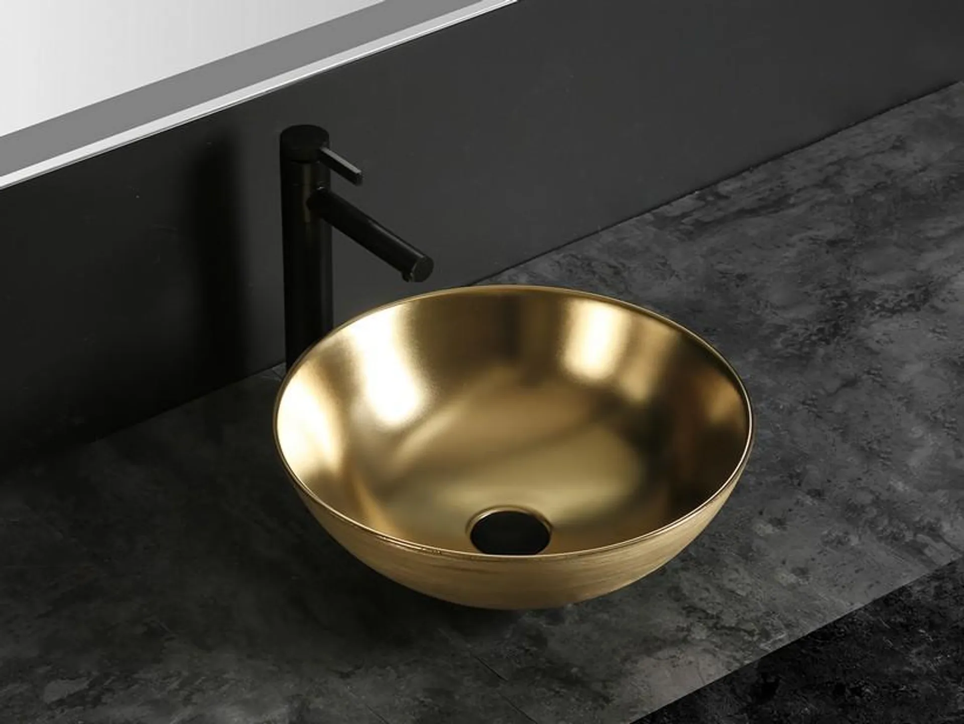 Lavabo da Appoggio Scrivia Ø40xH15 in Ceramica Oro Opaco