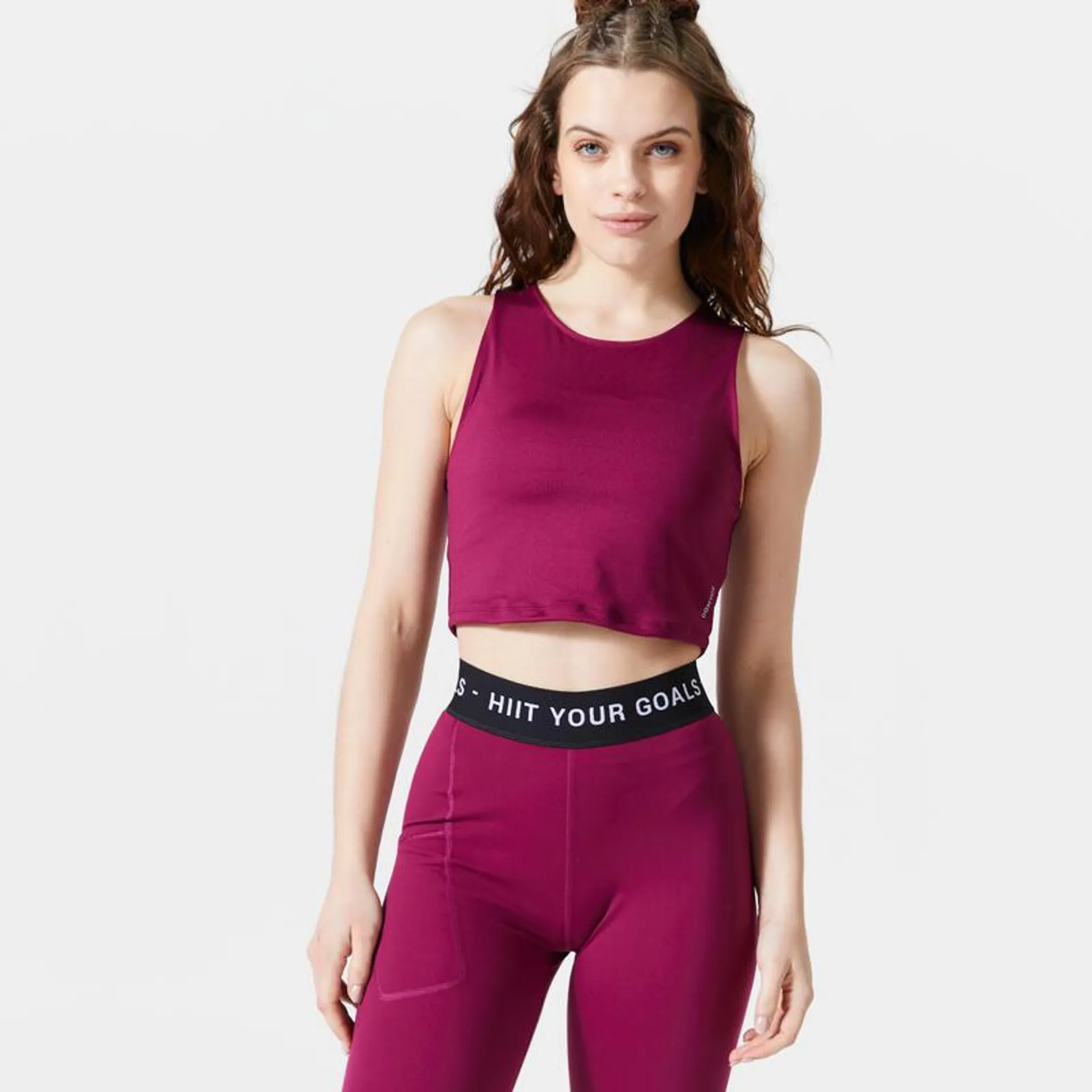 Canotta donna fitness 120 crop top traspirante viola