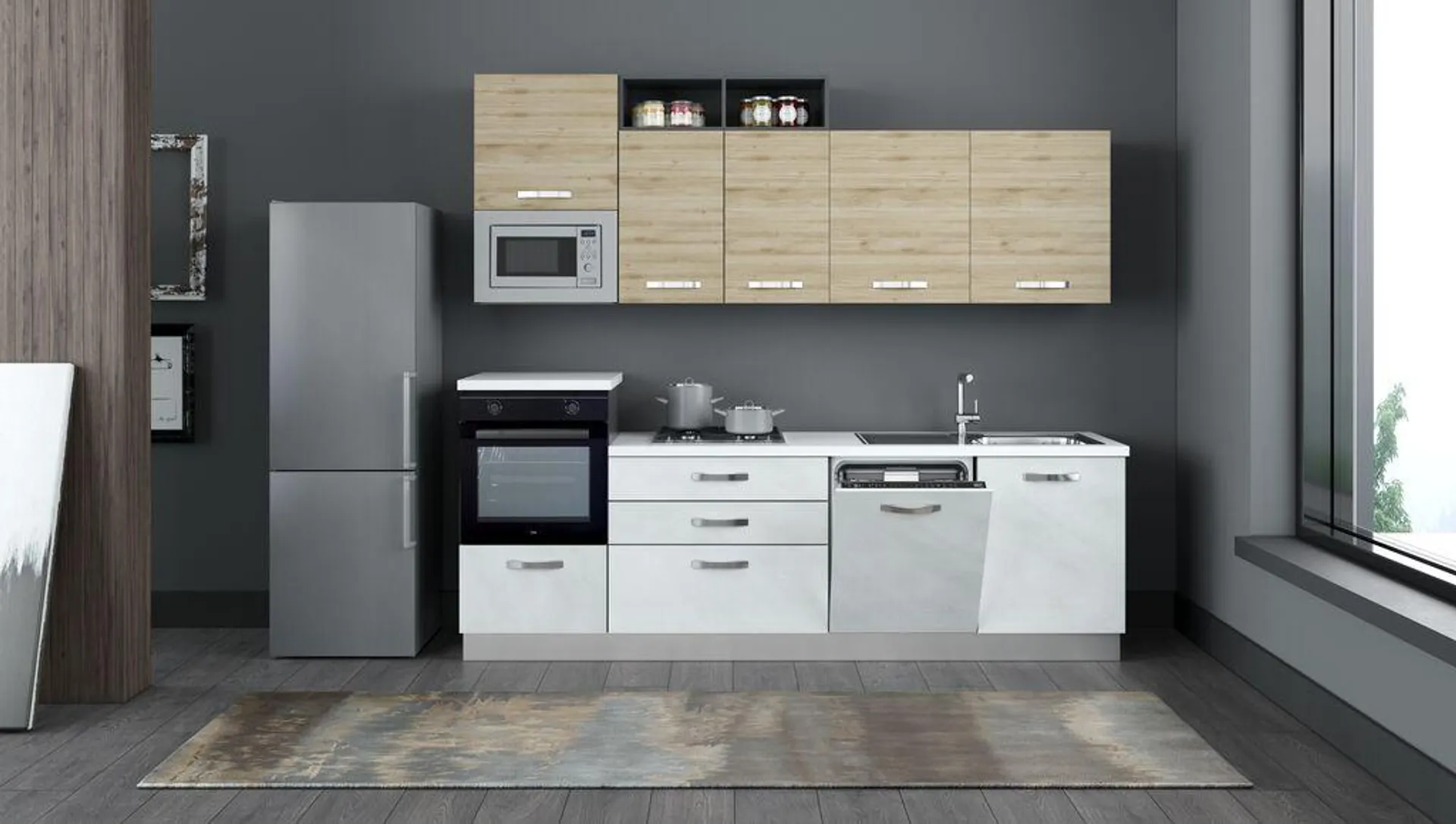 Cucina: colore: rovere/grigio