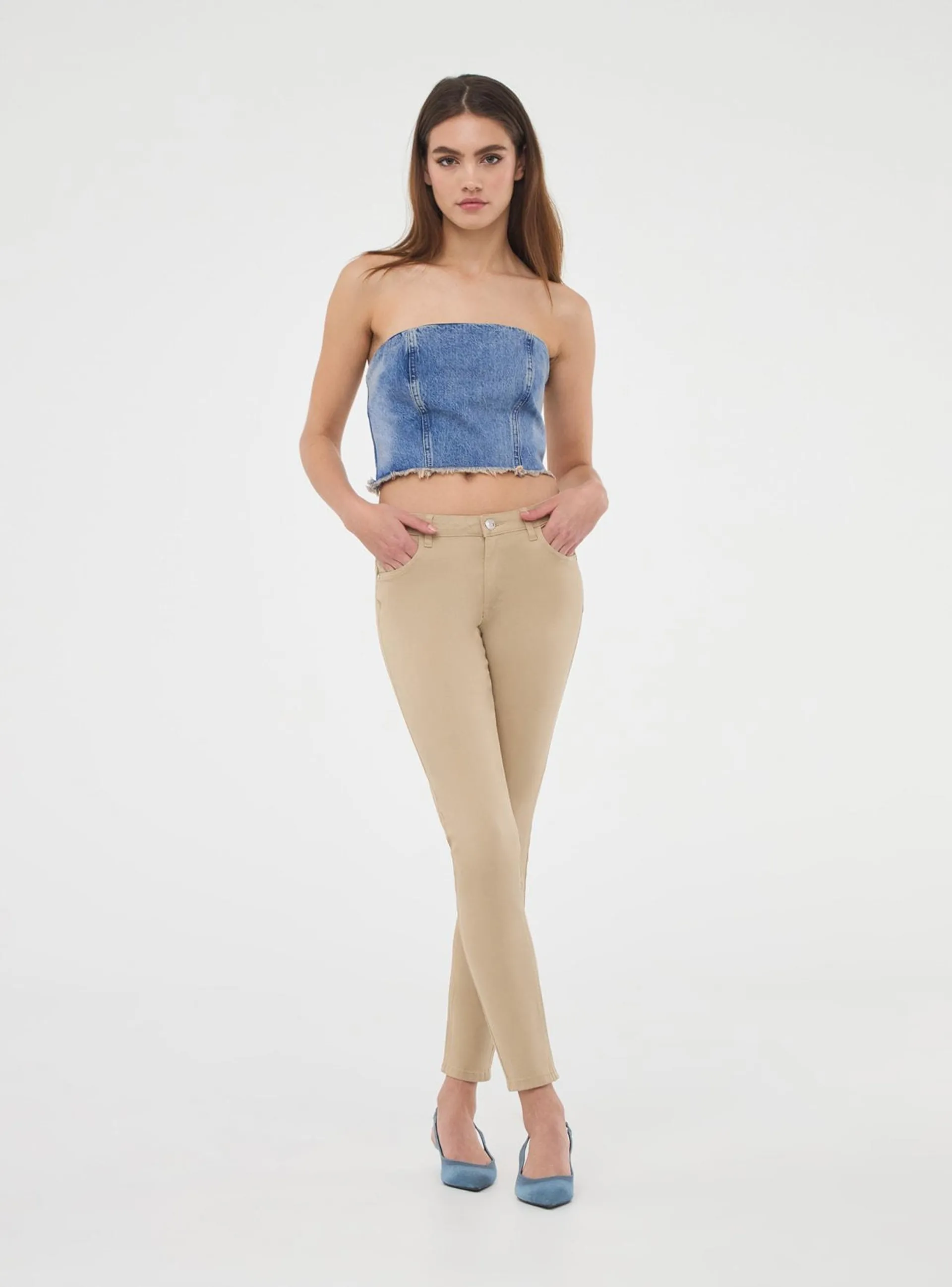 Pantalone push up tinta unita Beige