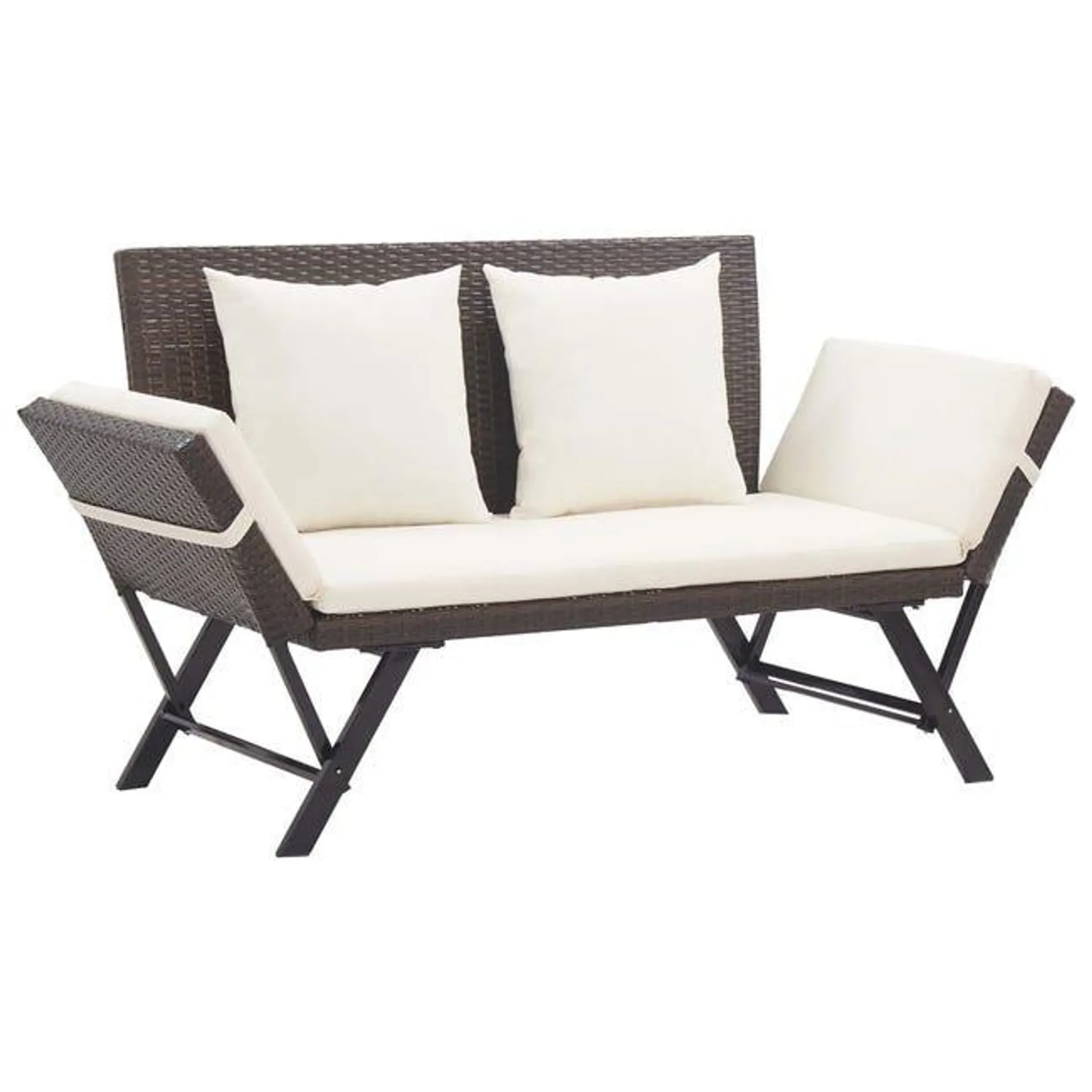 vidaXL Panchina da Giardino con Cuscini 176 cm Marrone in Polyrattan