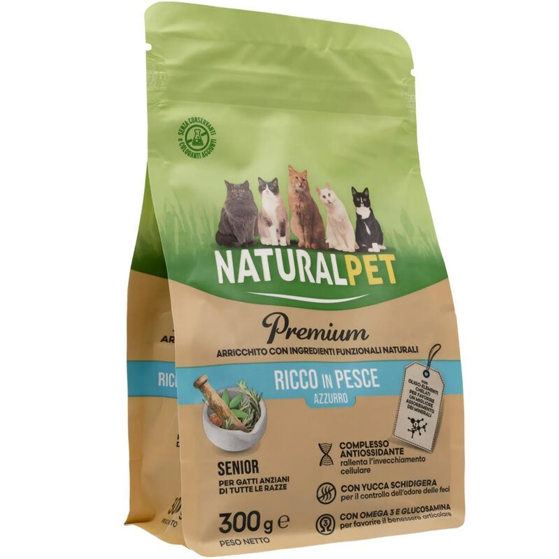 Naturalpet Premium Cat Senior ricco in Pesce Azzurro 300 gr