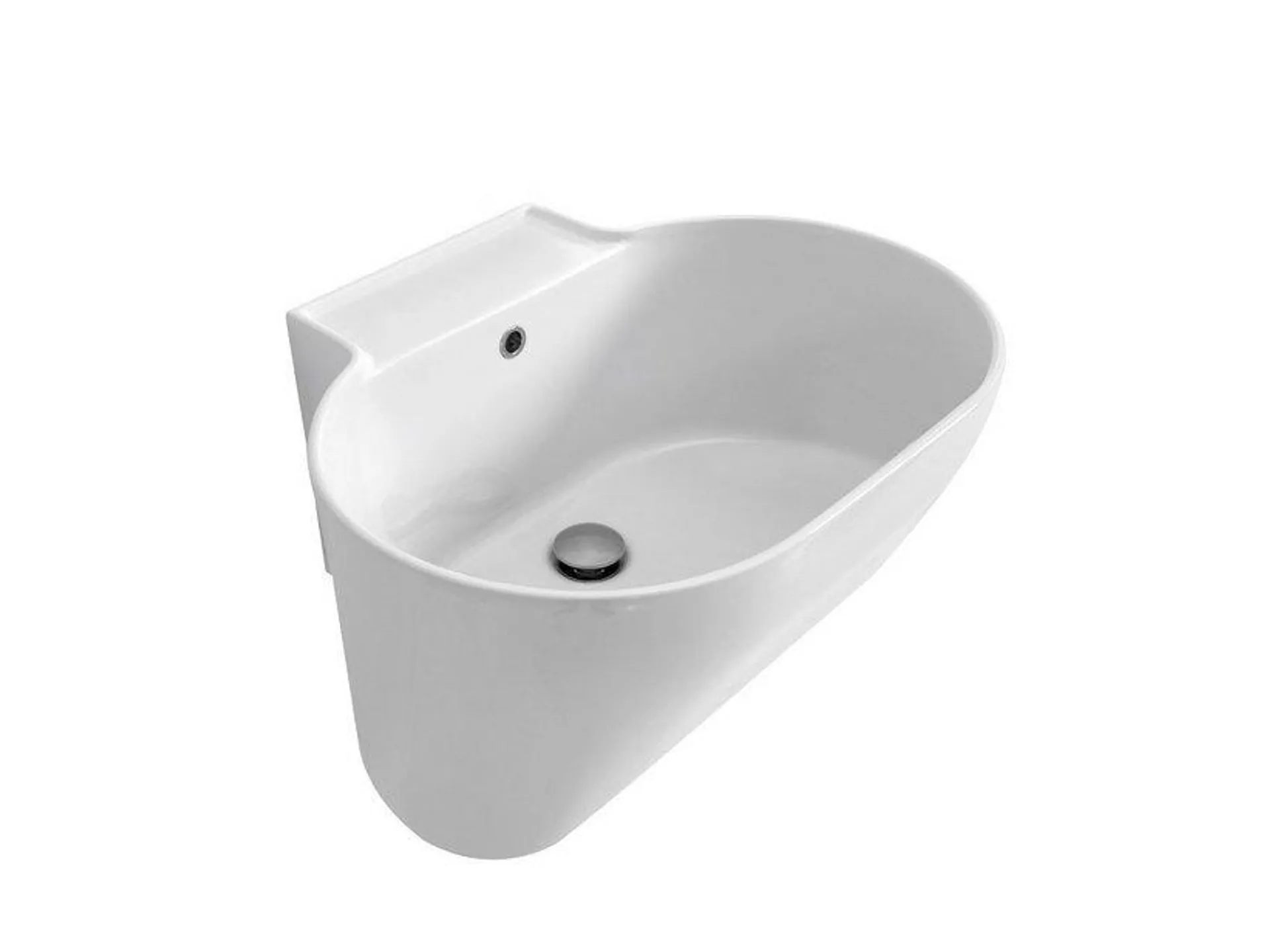 Lavabo Sospeso/Appoggio Tino 60X50Xh.30 in Ceramica Lucido Bianco