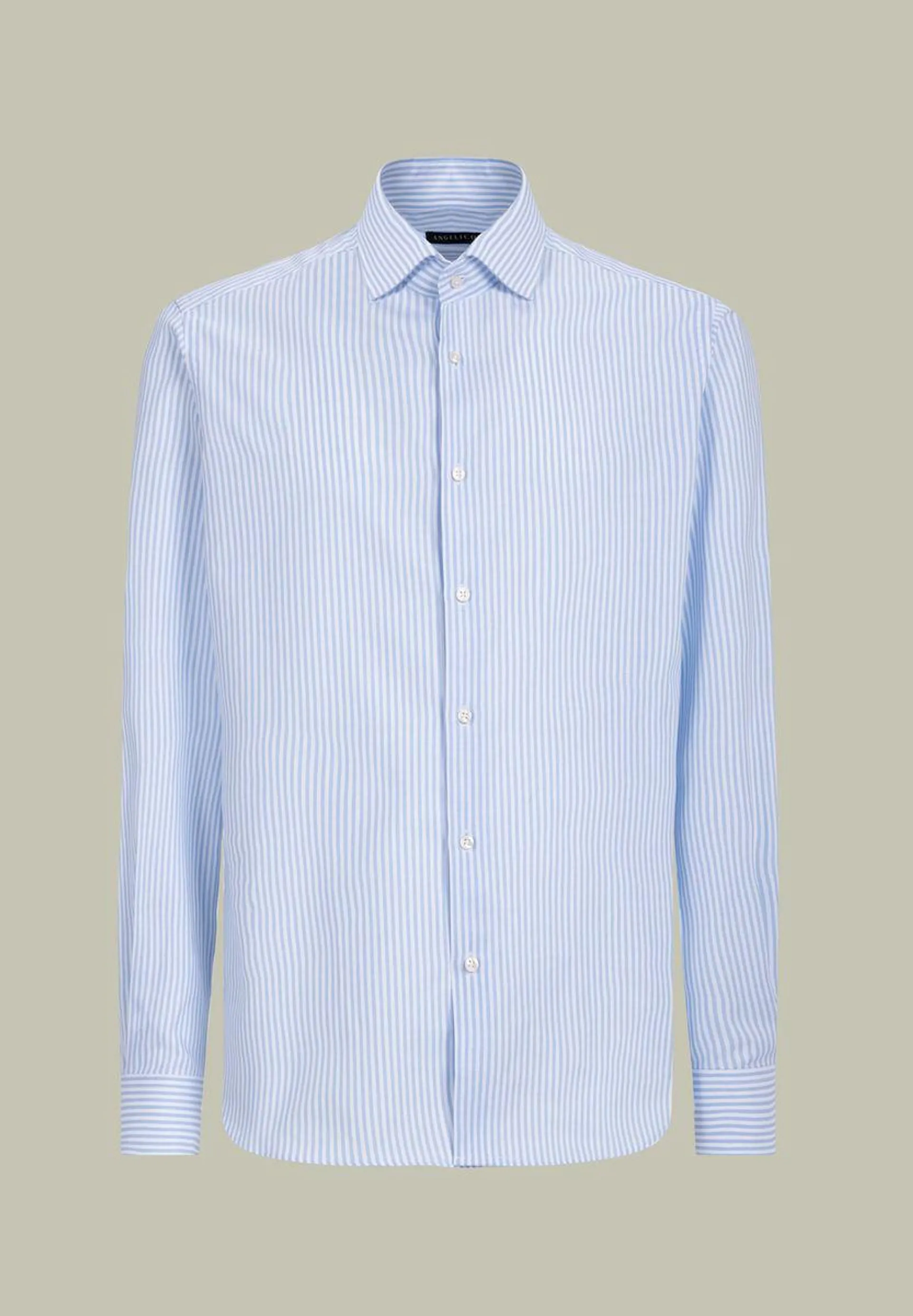 Camicia azzurro-bianca riga bacchettata