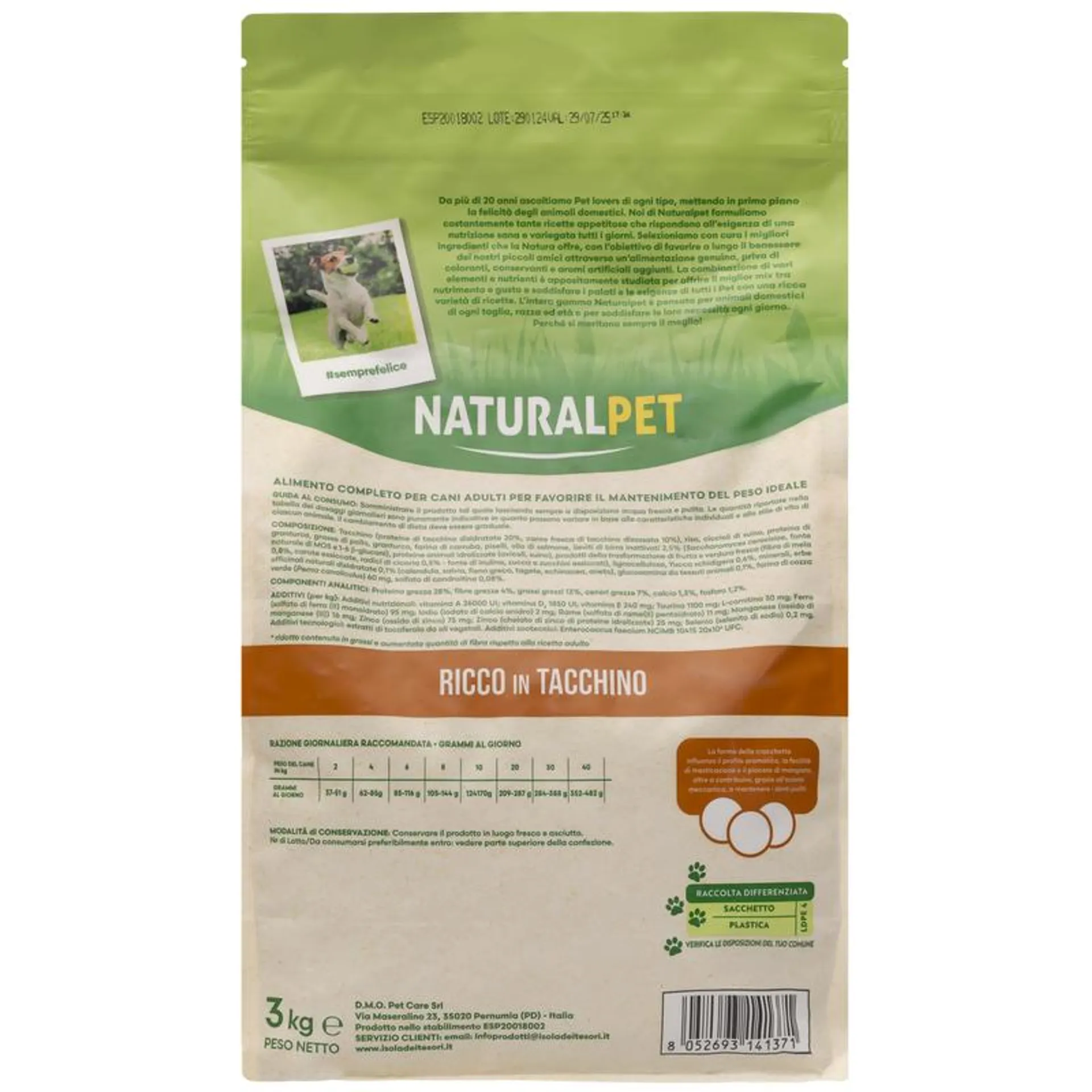 Naturalpet Dog All breeds Lower Fat ricco in Tacchino 3 kg