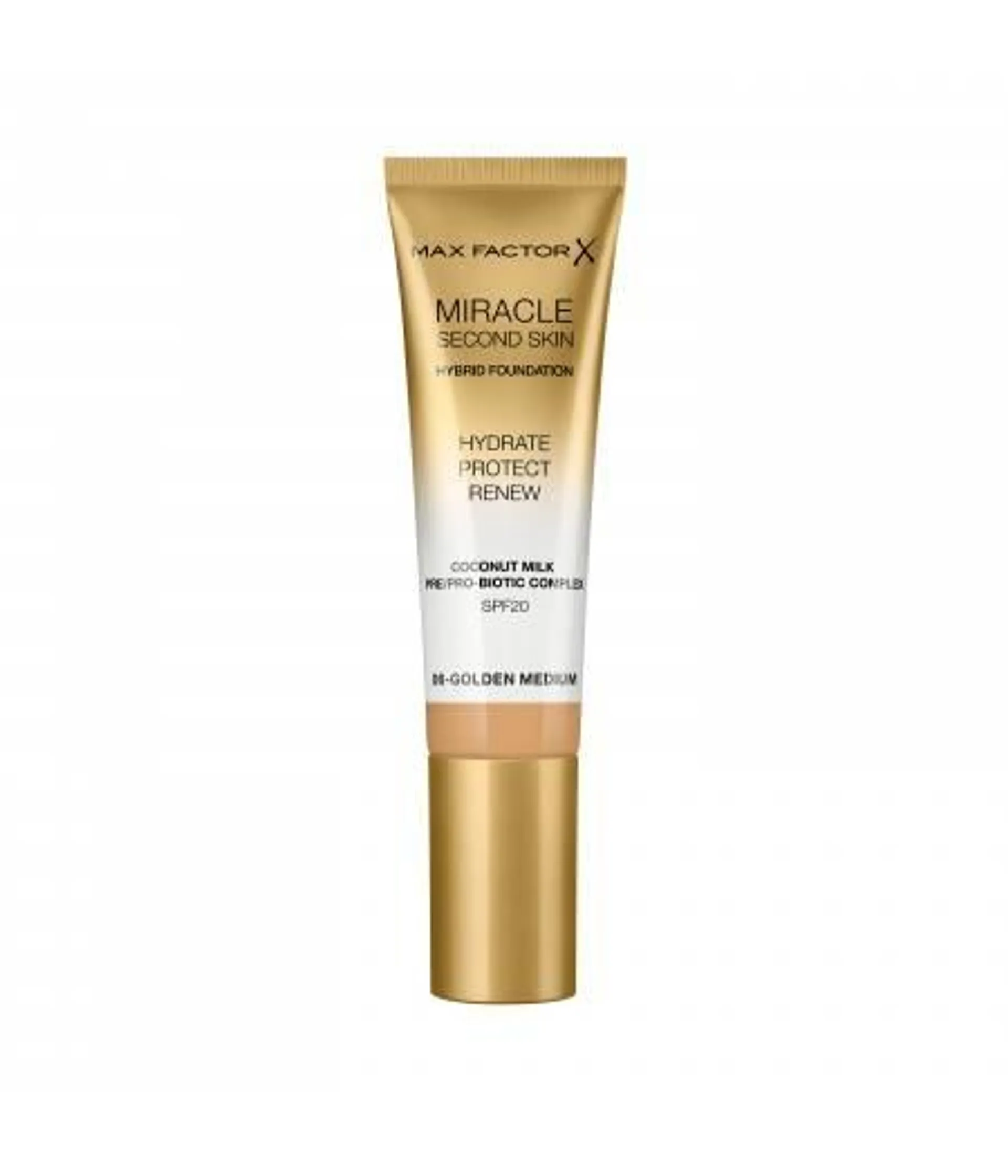 Max Factor Miracle Second Skin Fondotinta dal Finish Naturale, con Latte di Cocco Idratante e SPF 20