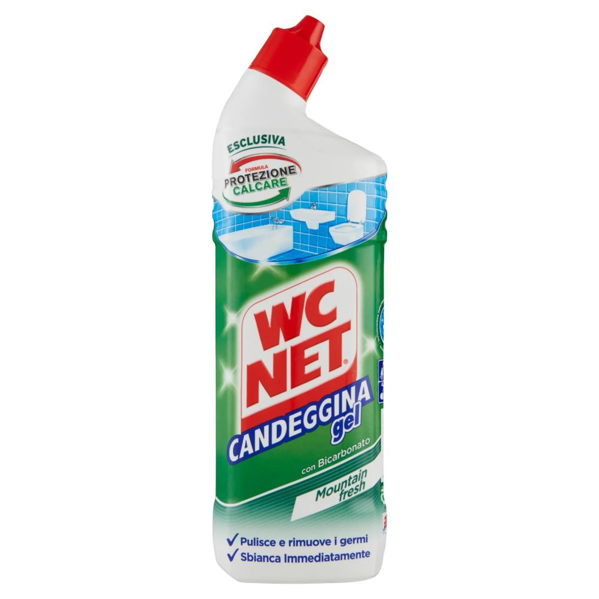 Wc Net - Candeggina Gel Extra White, Detergente per Sanitari e Superfici, Mountain Fresh, 800 ml