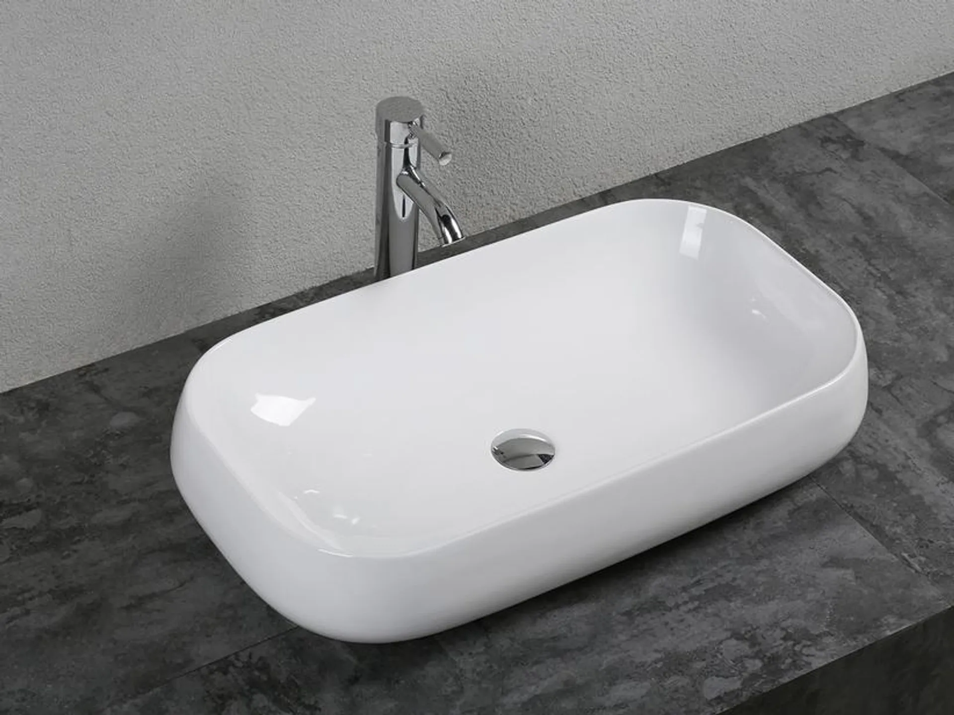 Lavabo da Appoggio Adda 72x41 H14,5 in Ceramica Bianco Lucido