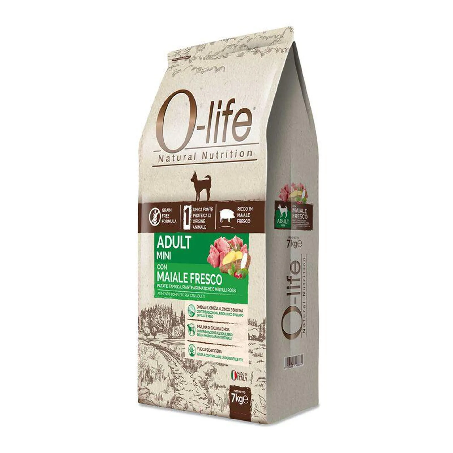 O-life Dog Adult Mini con Maiale Fresco 7 kg