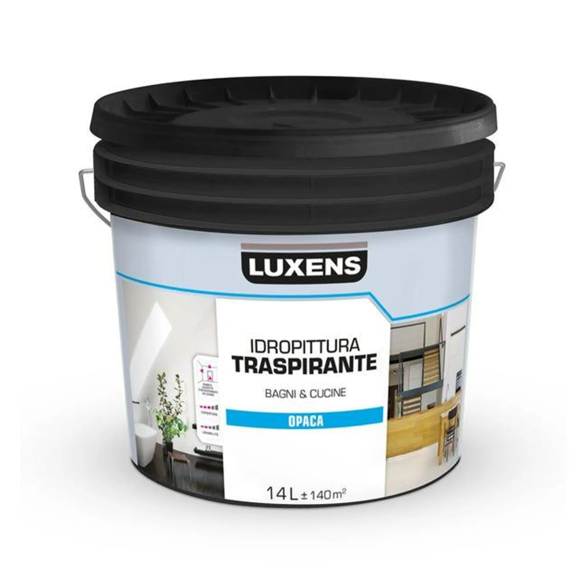 Pittura per interni traspirante, LUXENS Bagni&Cucine bianco opaco, 14 L Vedi i dettagli del prodotto