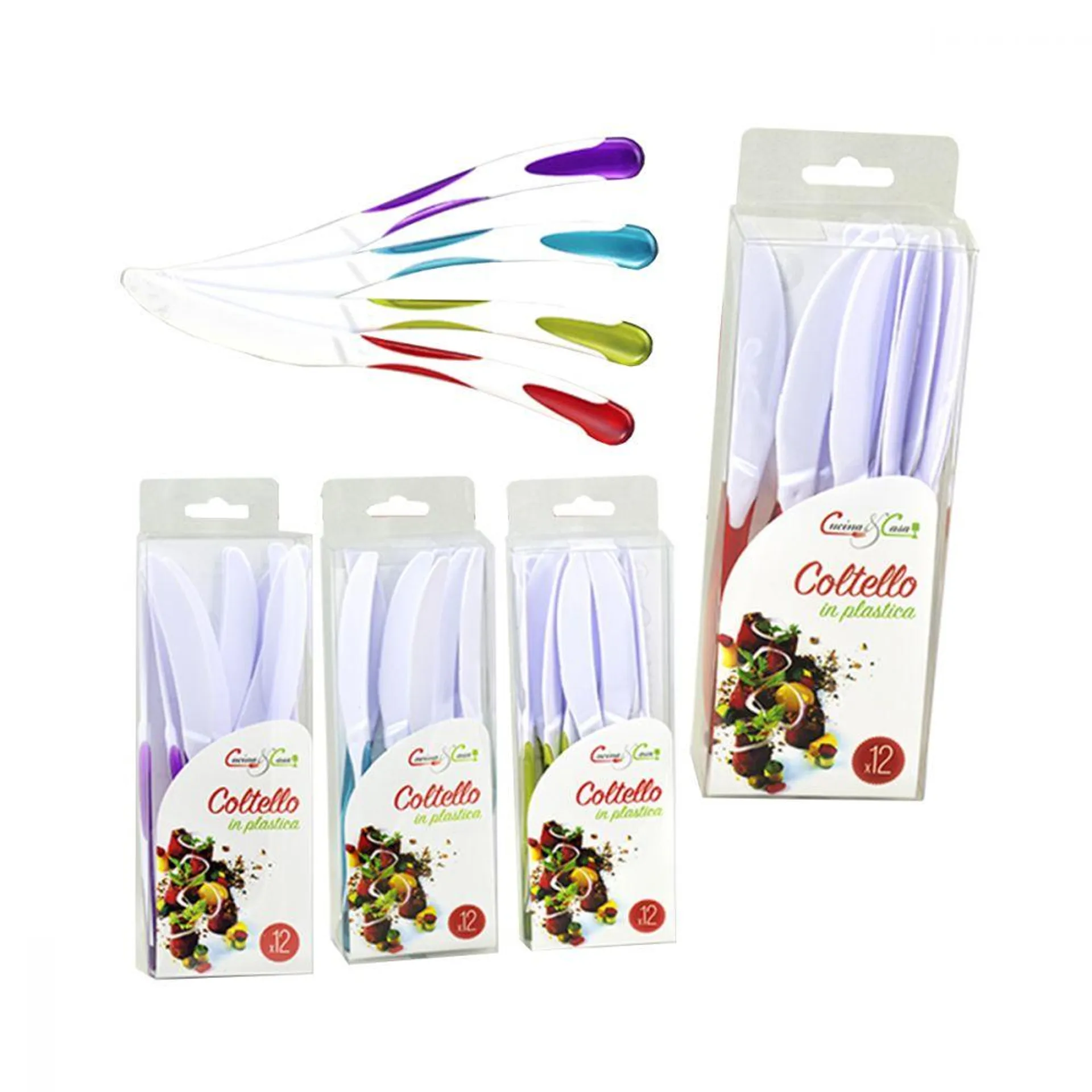 Coltello Cucina&Casa in Plastica Bicolore Assortito 12pz.