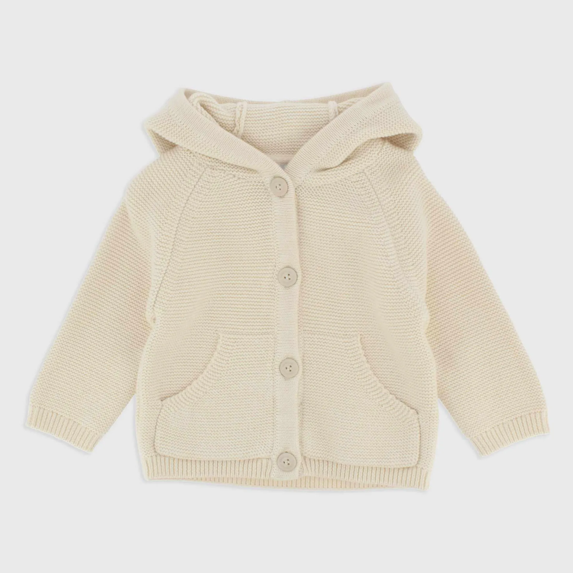 Cardigan in maglia con cappuccio da Neonato, BIANCO