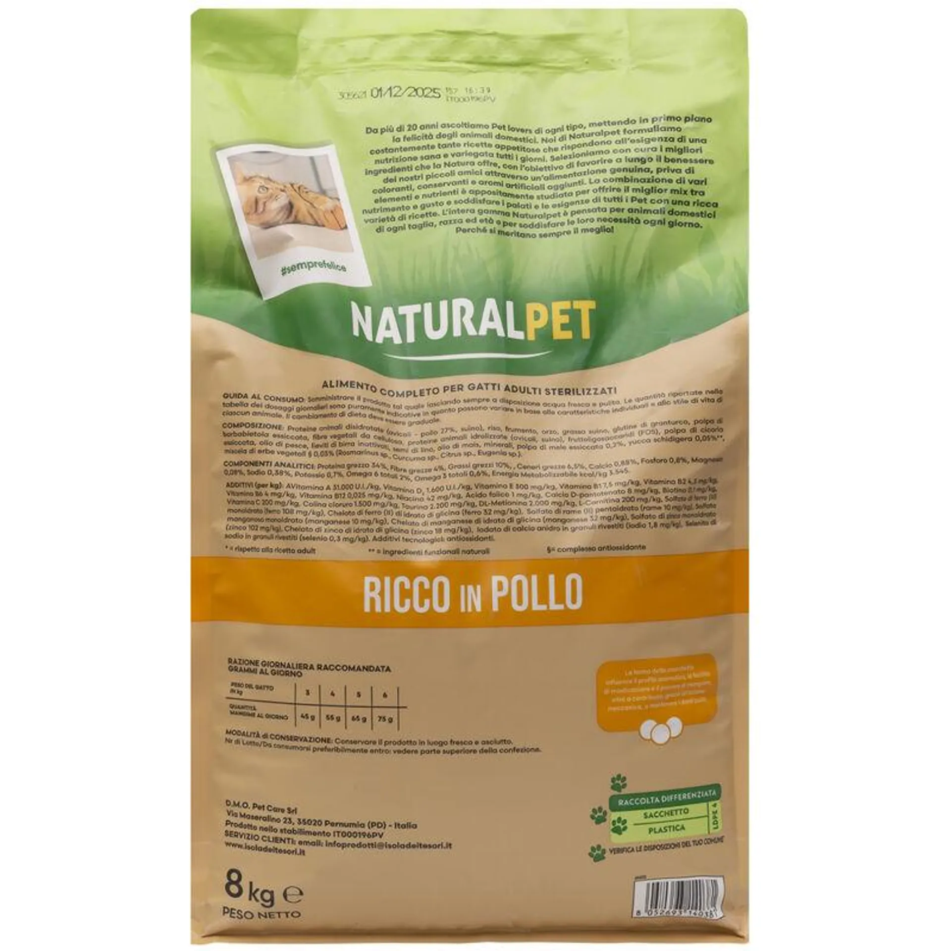 Naturalpet Premium Cat Adult Sterilised ricco in Pollo 8kg