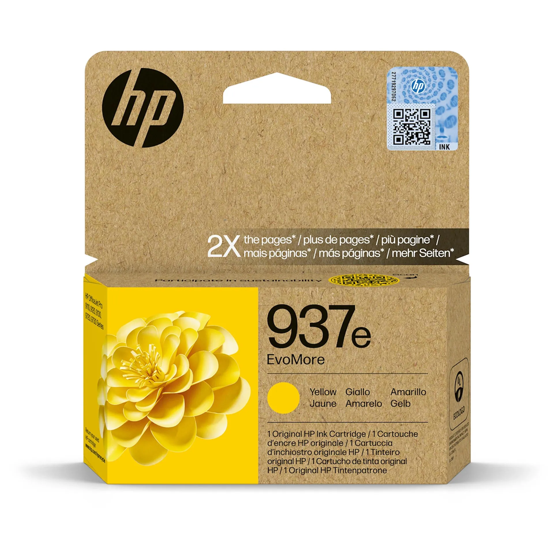 HP - Cartuccia di inchiostro giallo originale HP 937e EvoMore, 4S6W8NE