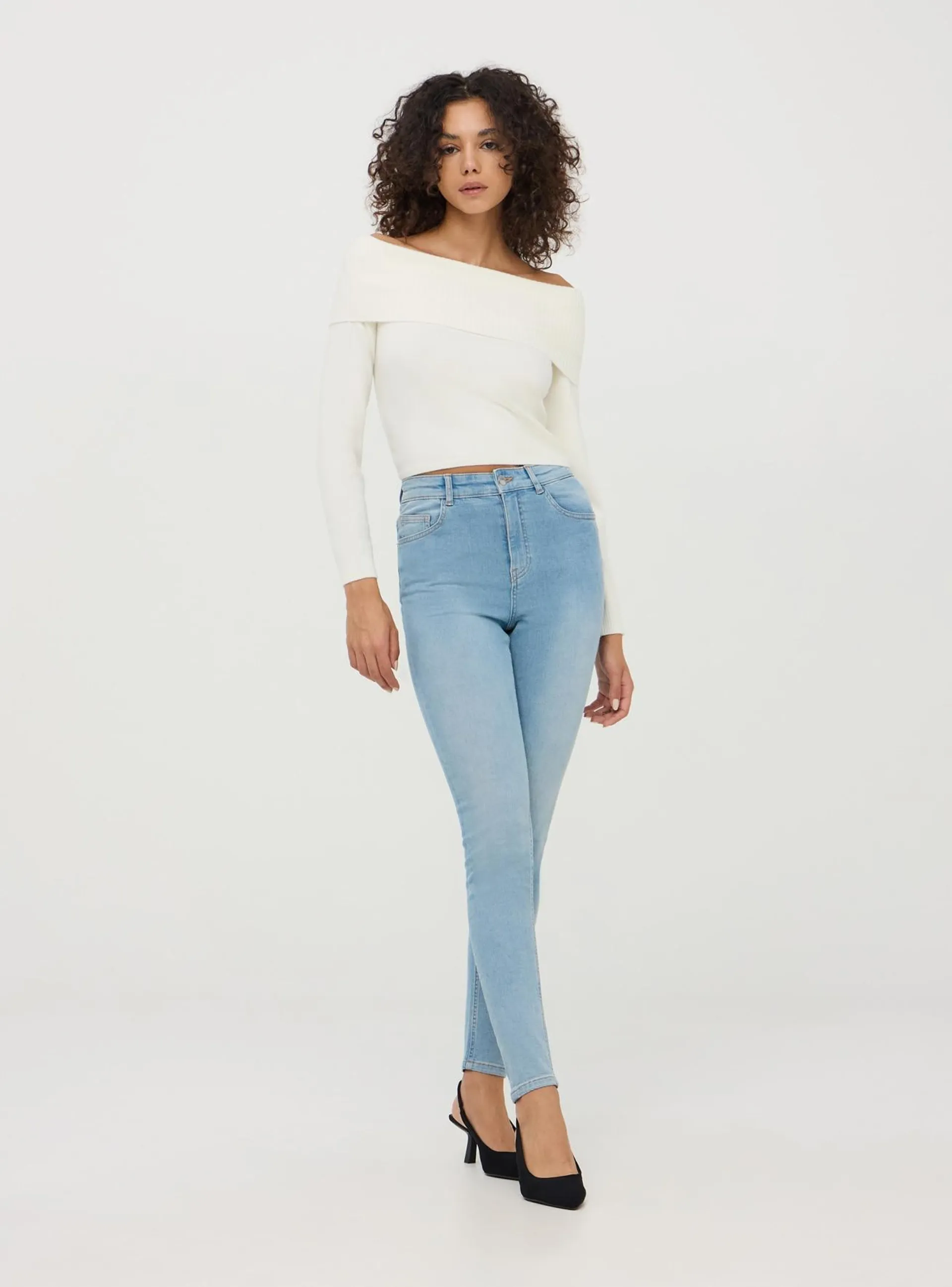 Jeans skinny a vita alta Blu denim chiaro