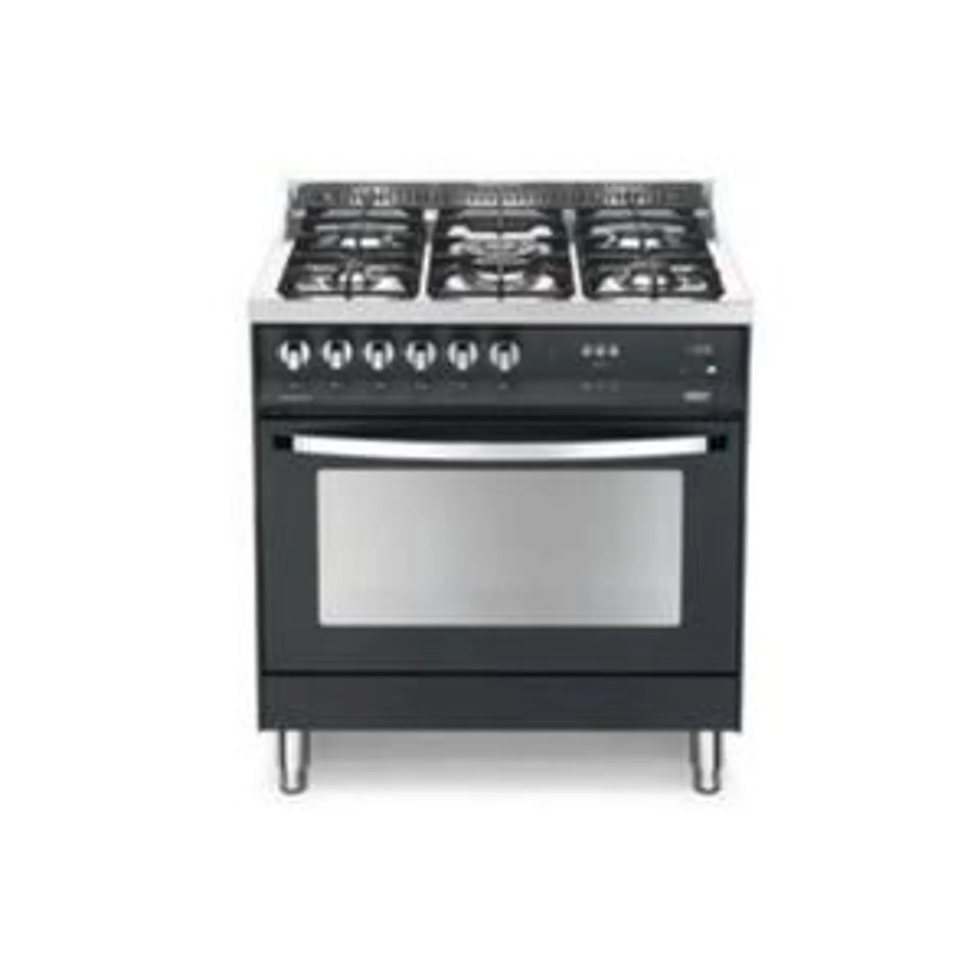 CUCINA 80X60 GAS 5FUOCHI + 1TRONCO CORONA FORNO GAS VENTILATO 94LT NERO MATT