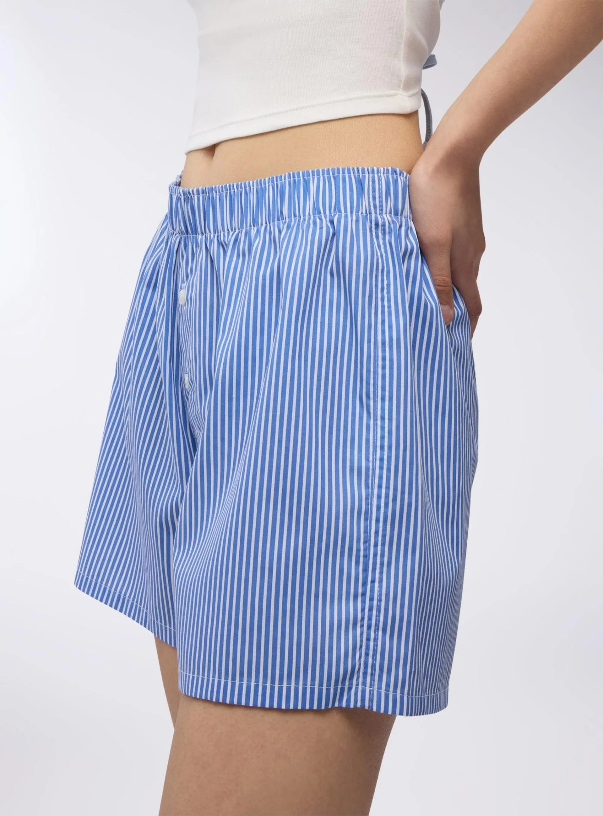 Shorts modello boxer a righe Var blu scuro