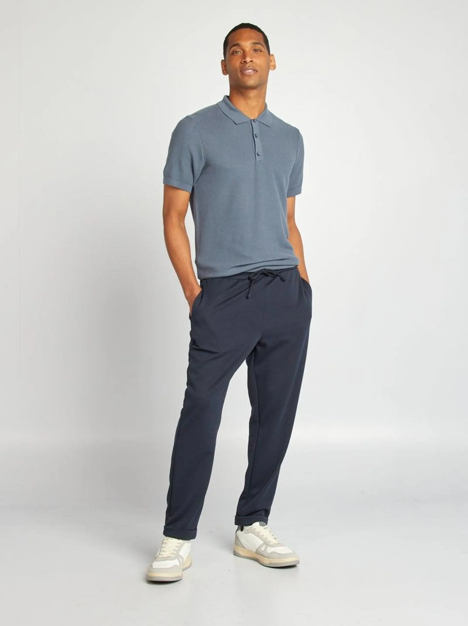 Pantaloni jogging a nido d'ape - BLU