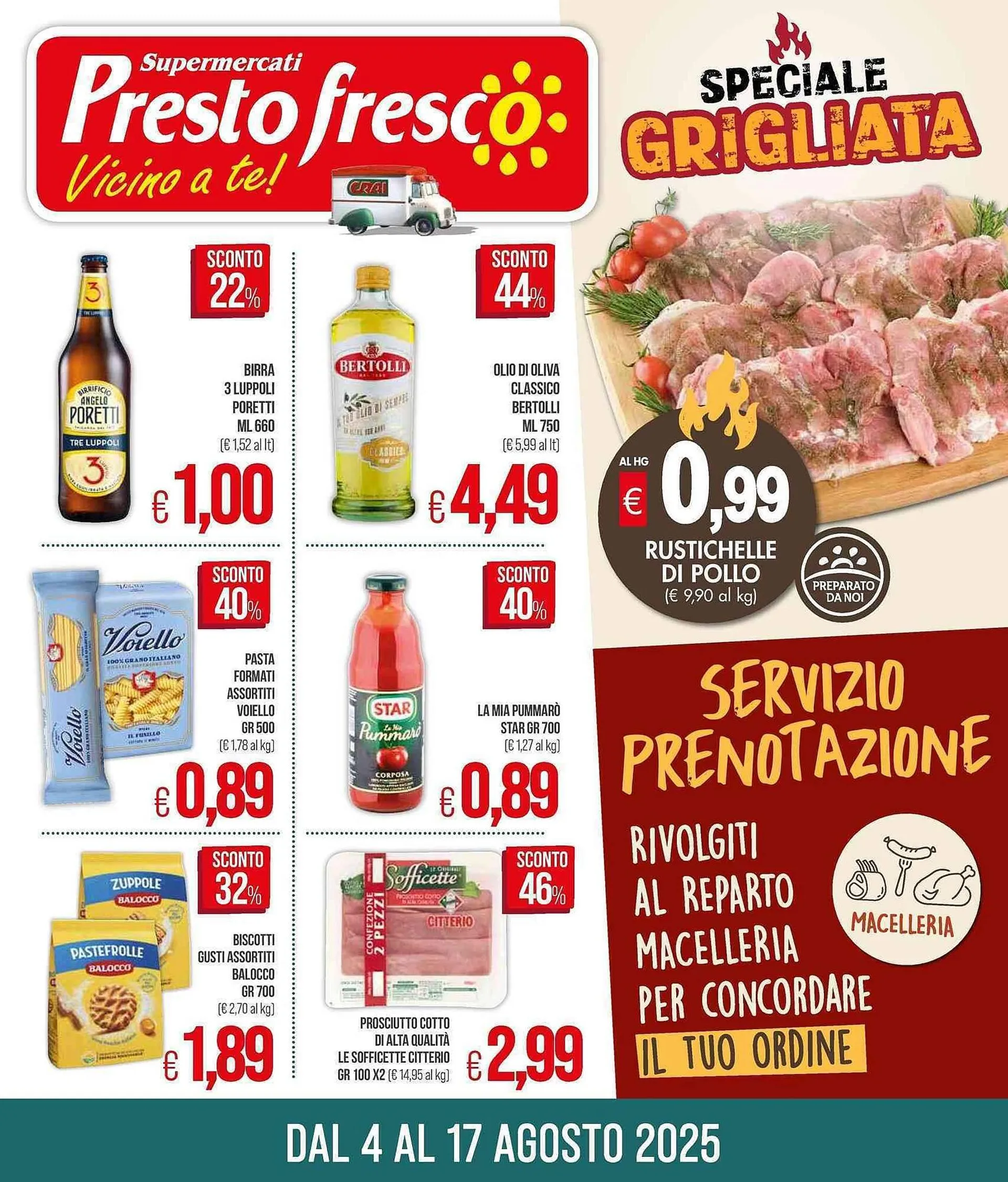 Volantino PrestoFresco da 4 agosto a 17 agosto di 2025 - Pagina del volantino 1