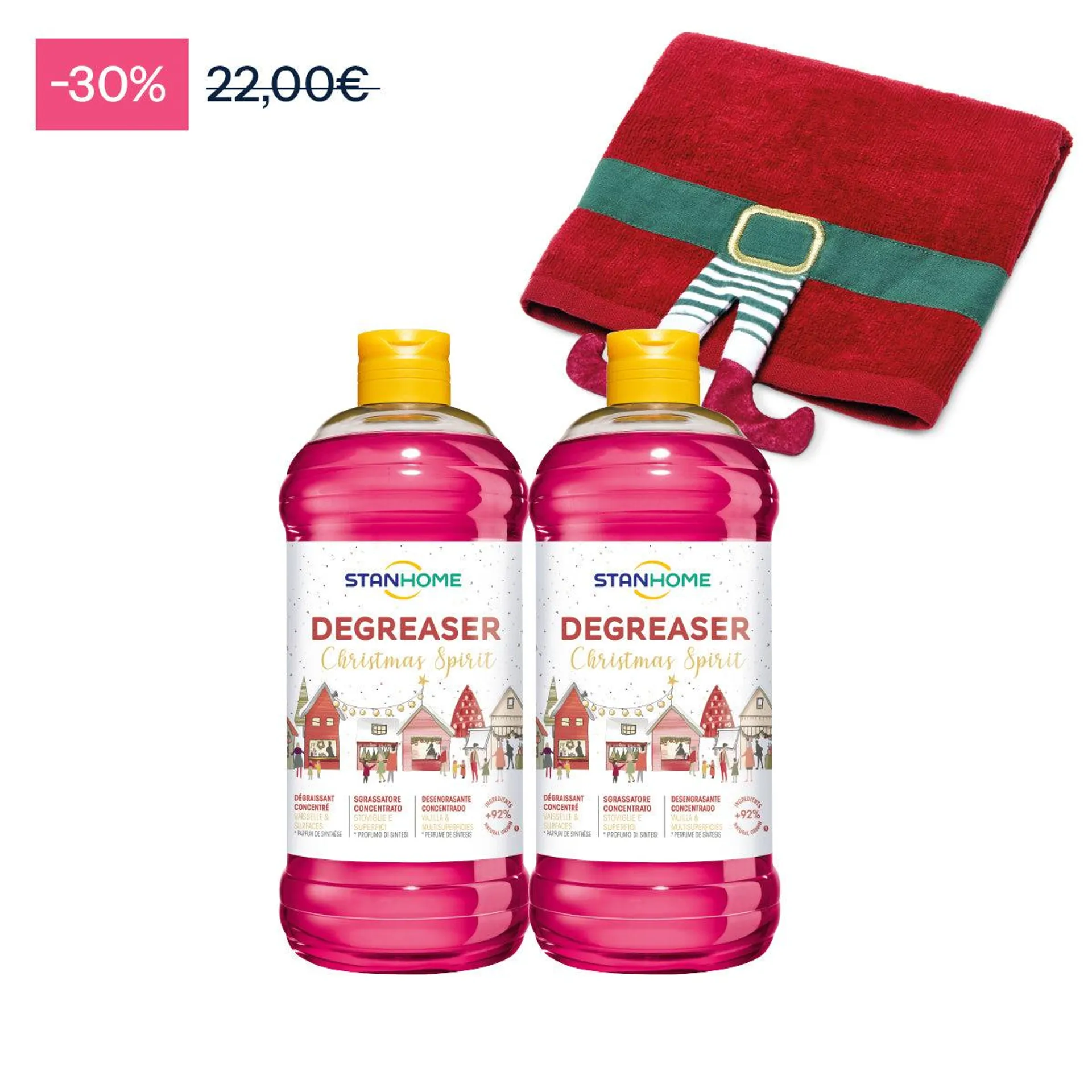 Set Natale con 2 Degreaser e simpatico asciugamano elfo