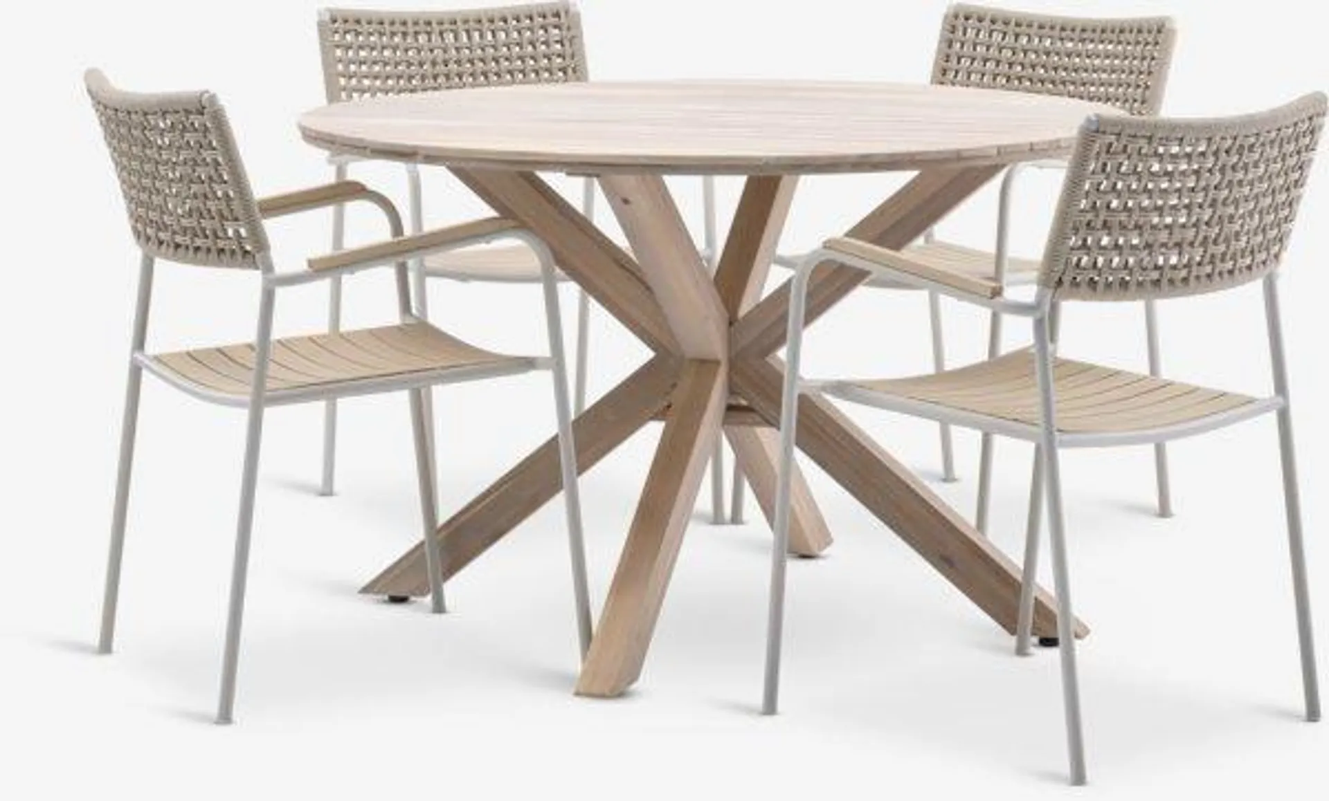 FUGLSAND Tavolo Ø120 cm legno duro + 4 AJSTRUP beige