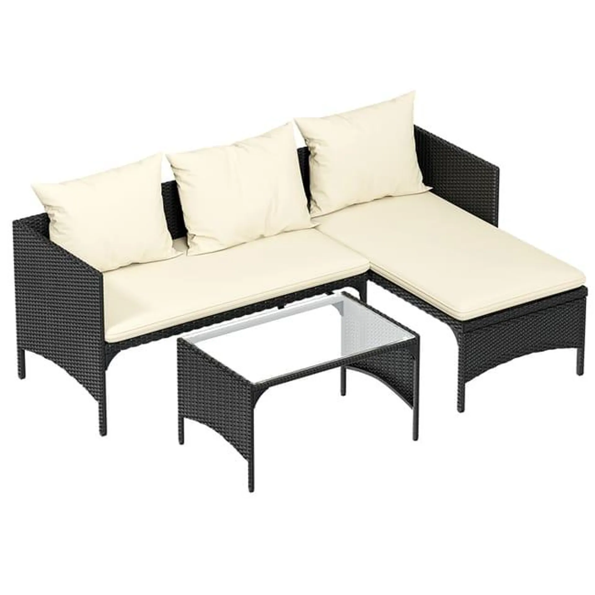 RATTANTREE Set di mobili da giardino da 4 pezzi, sedie da salotto da patio, mobili da esterno morbidi e robusti, nero