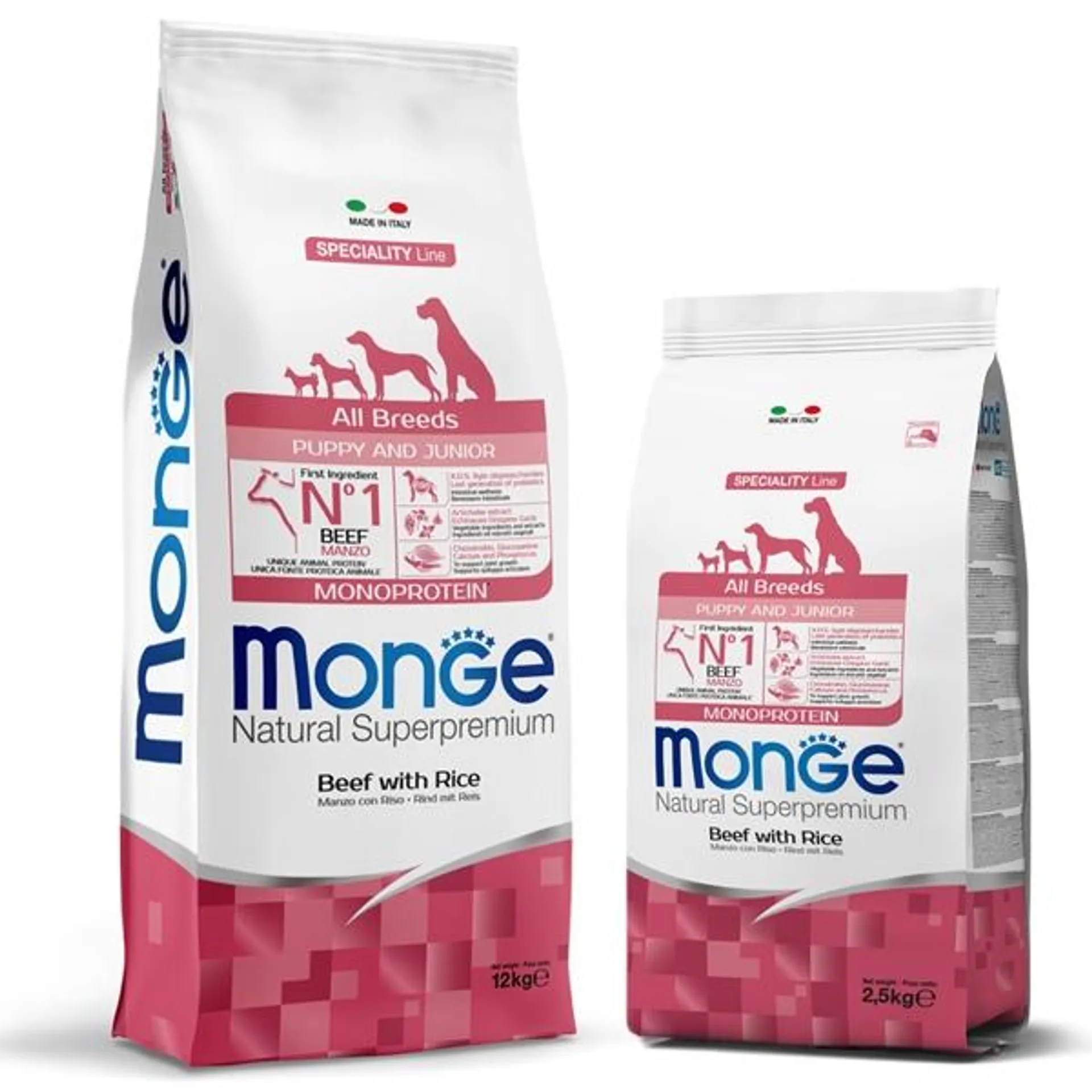 Monge - Natural Superpremium All Breeds Puppy & Junior Monoprotein Manzo e Riso