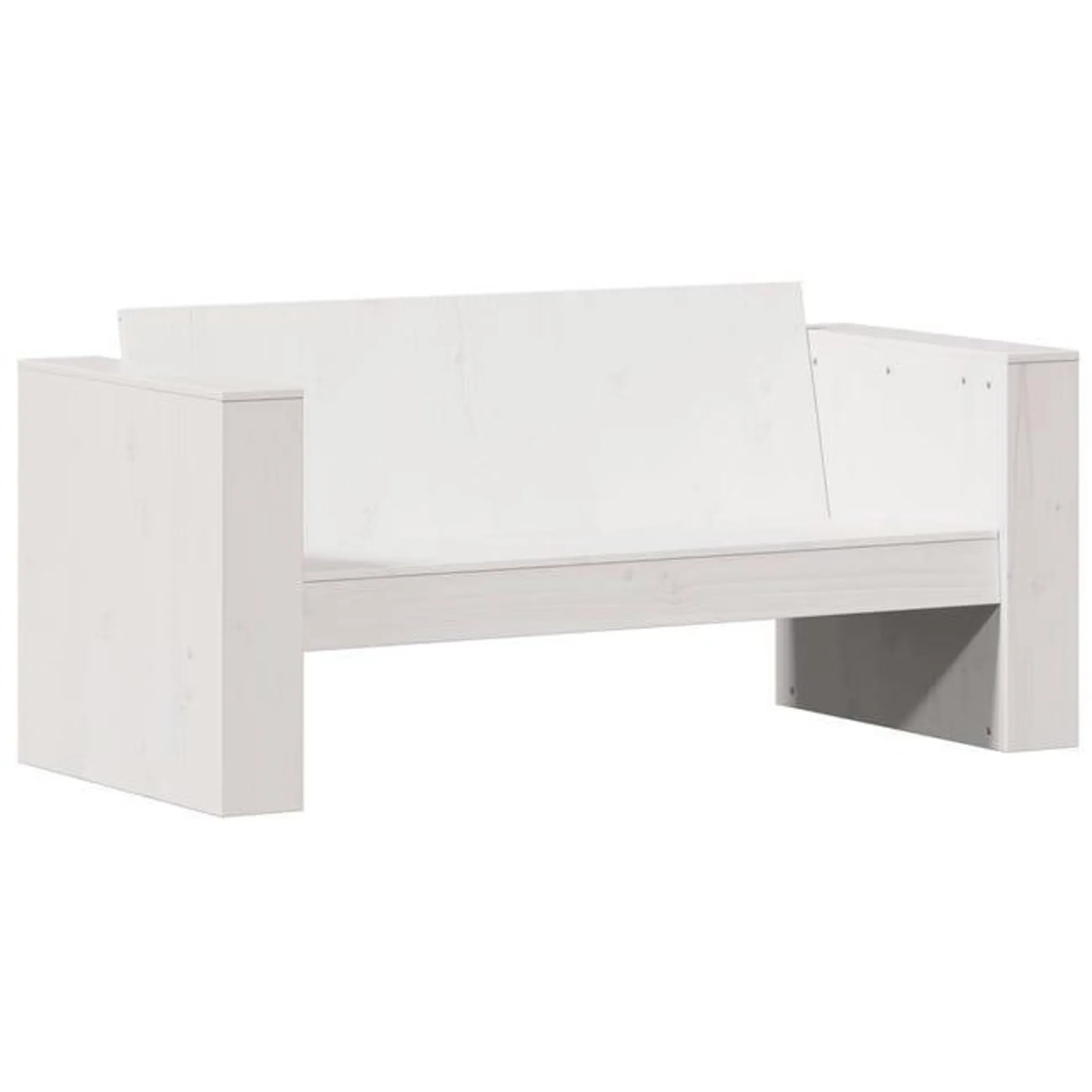 Divano Giardino，Divano per esterno，Sofà 2 Posti Bianco 134x60x62 cm Legno Massello Pino CFW35423