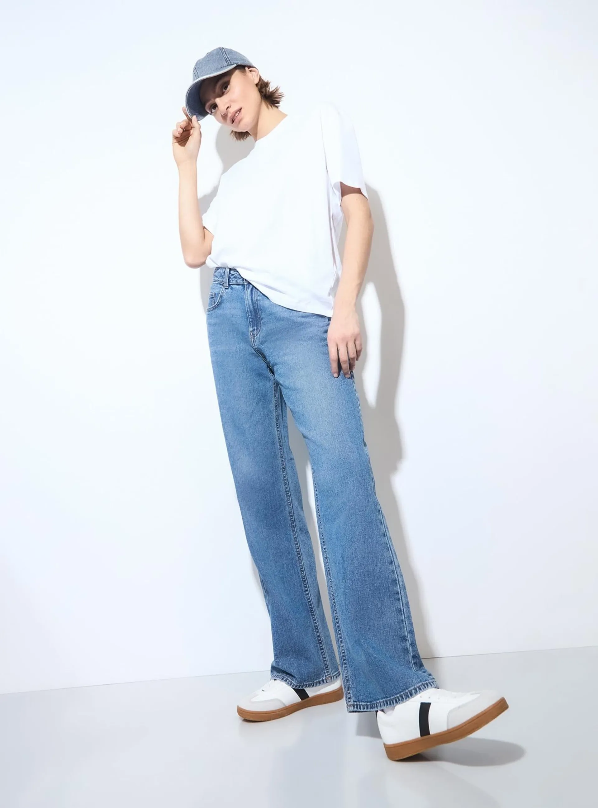 Jeans wide leg Blu denim medio