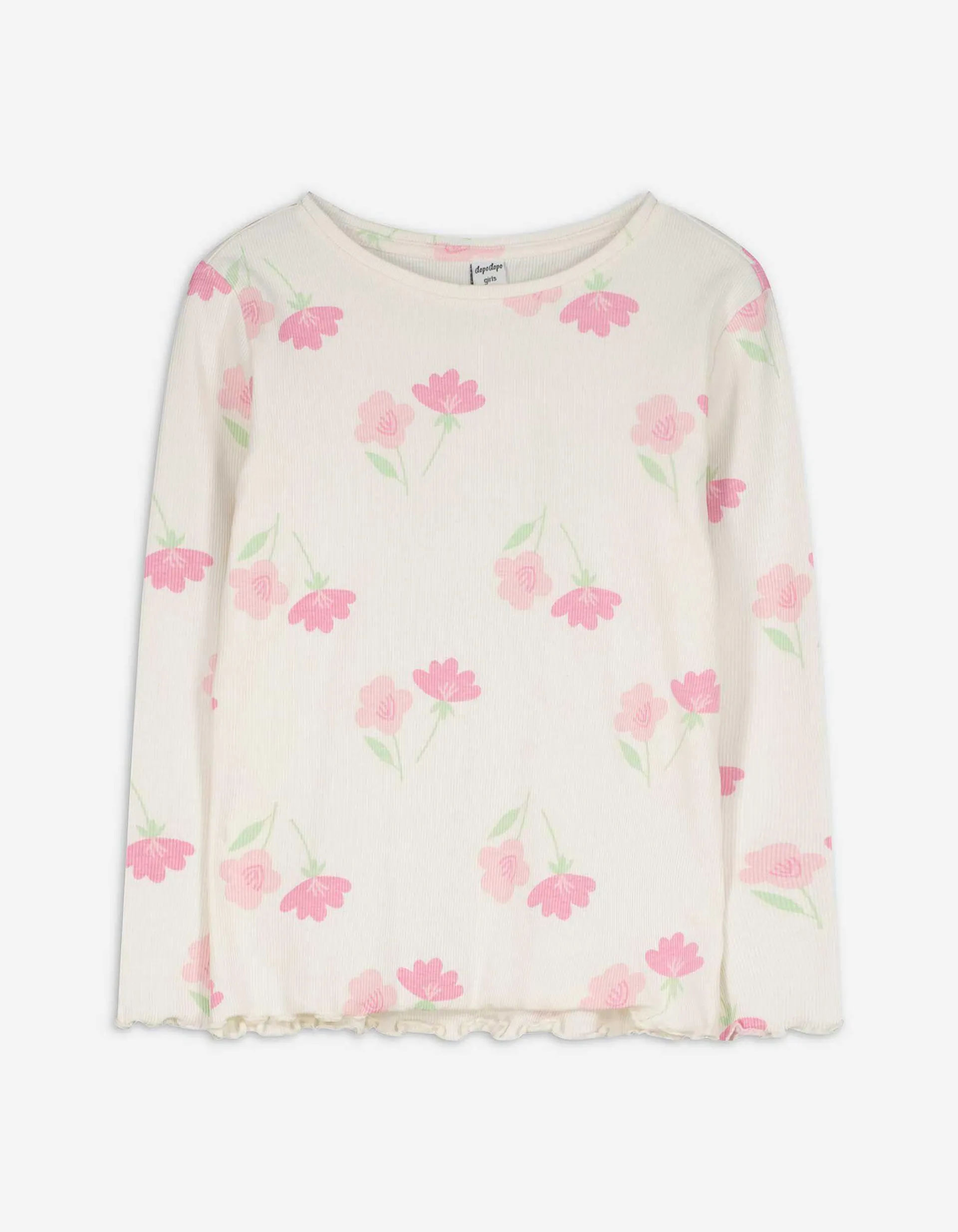 Maglia a manica lunga - Orlo a conchiglia - bianco