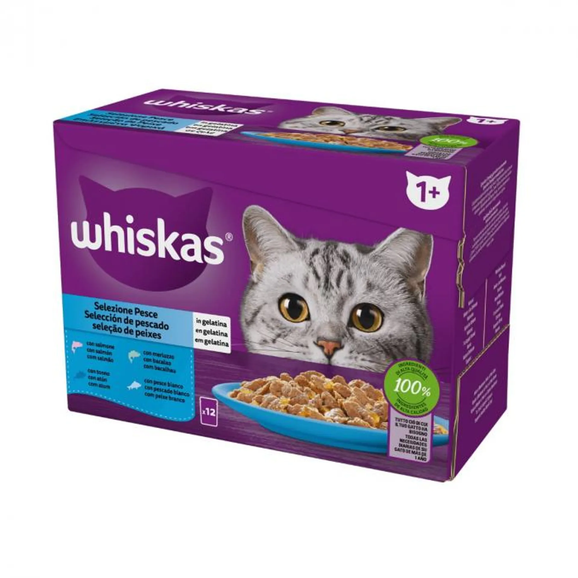 Whiskas multipack 12x85g cibo umido per gatti Pesce