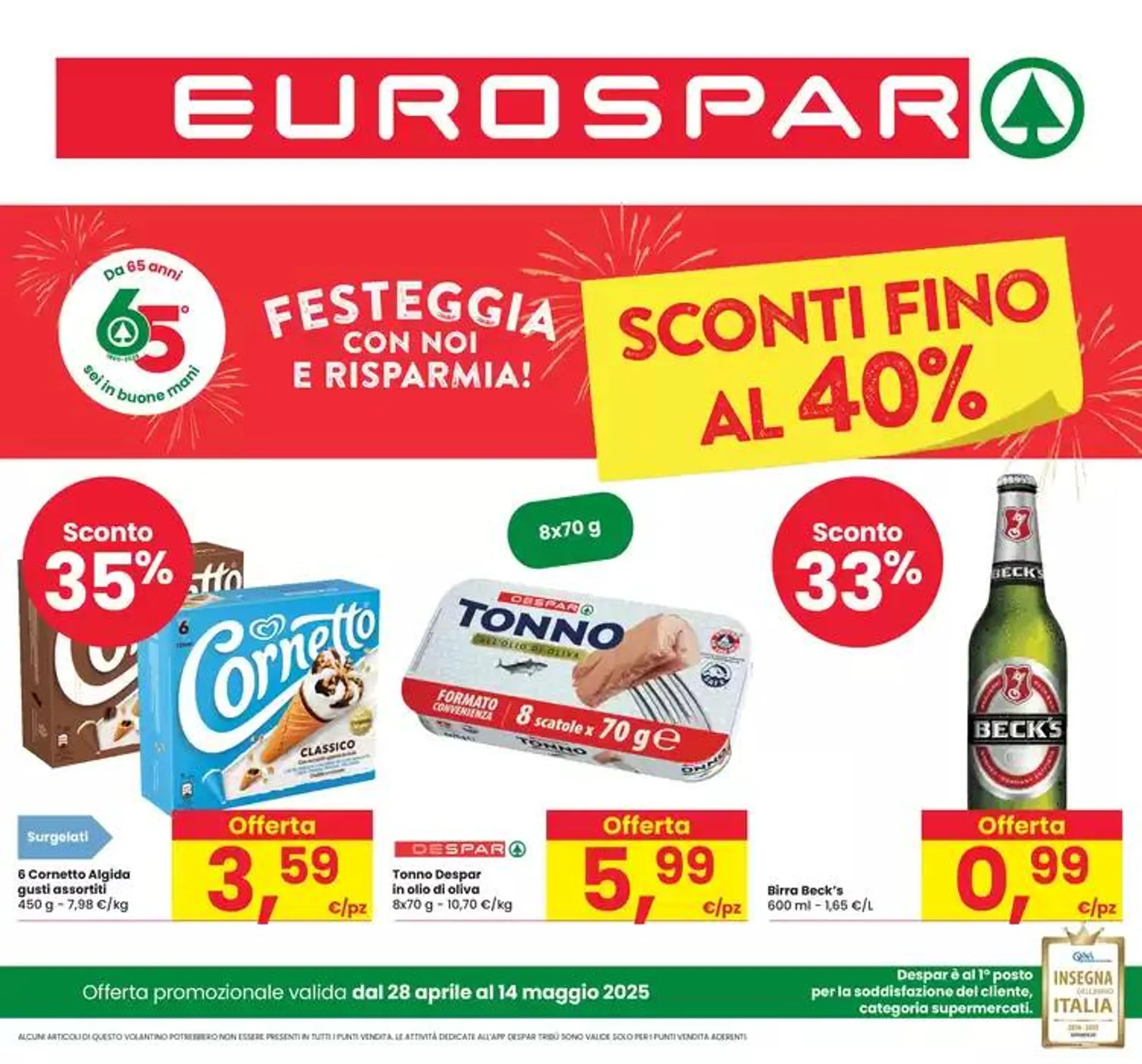  SCONTI FINO AL 40% da 28 aprile a 14 maggio di 2025 - Pagina del volantino 1