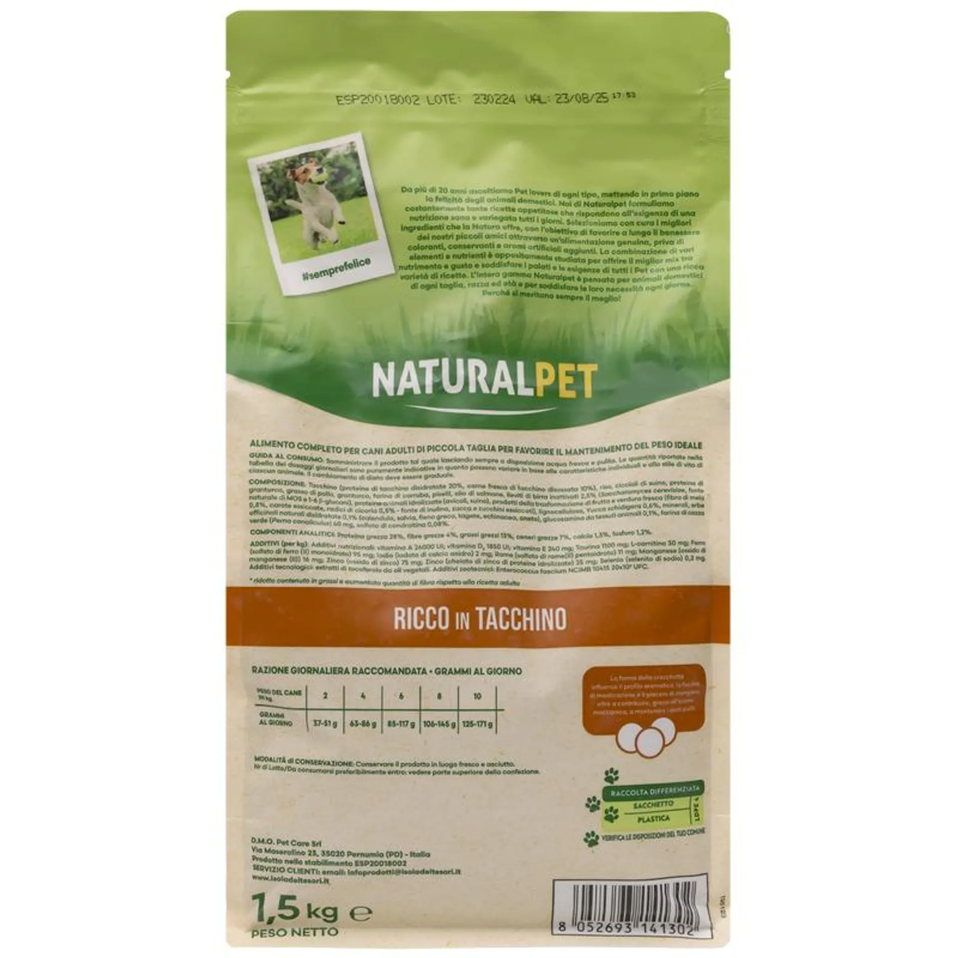 Naturalpet Dog Mini Lower Fat ricco in Tacchino 1.5 kg