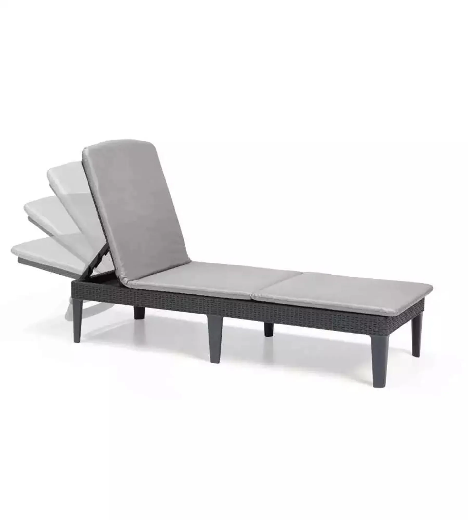 SDRAIO LETTINO PRENDISOLE "JAIPUR SUNLOUNGER" COLORE GRAFITE CON CUSCINO, 187X58X29 CM - KETER