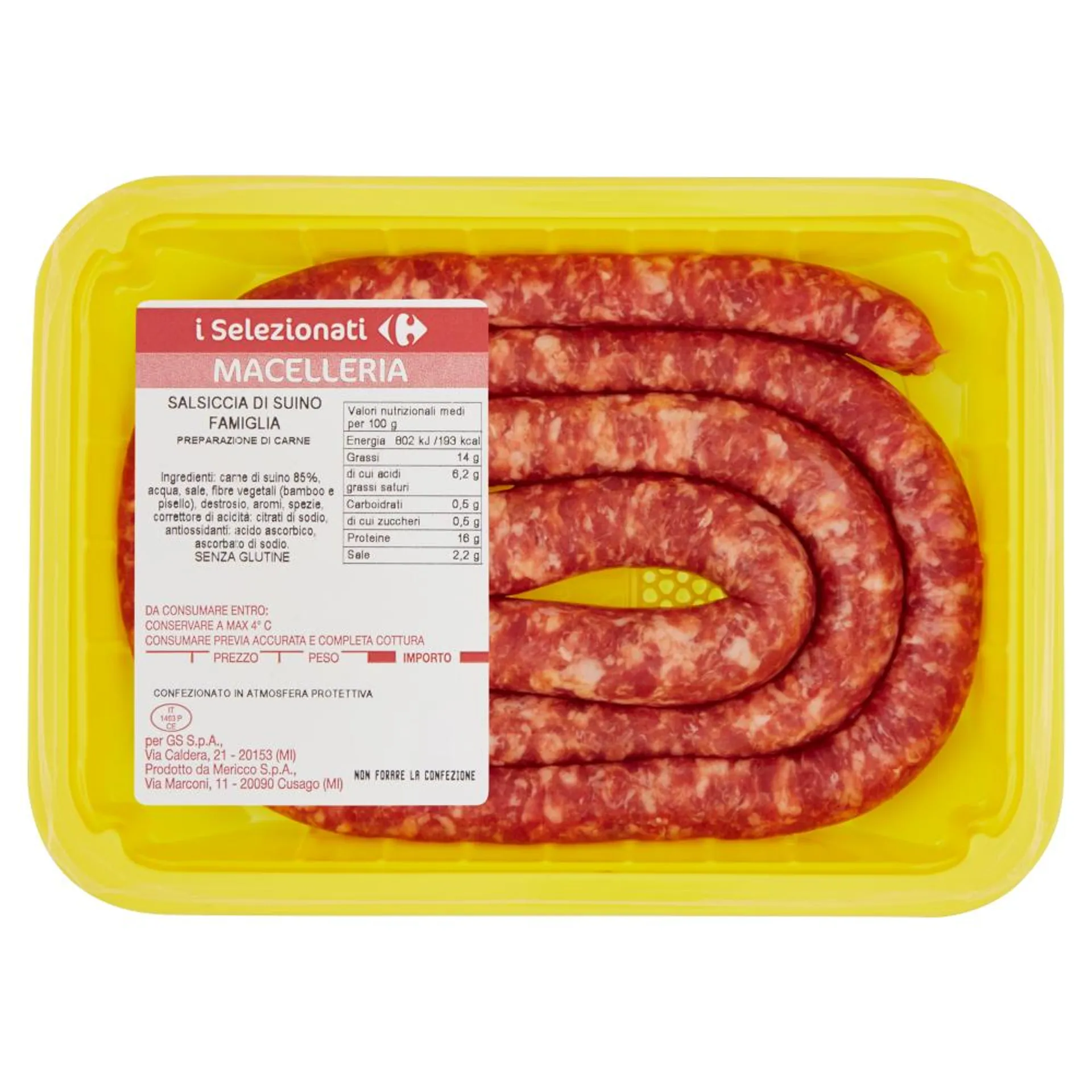 i Selezionati Carrefour Macelleria Salsiccia di Suino Famiglia